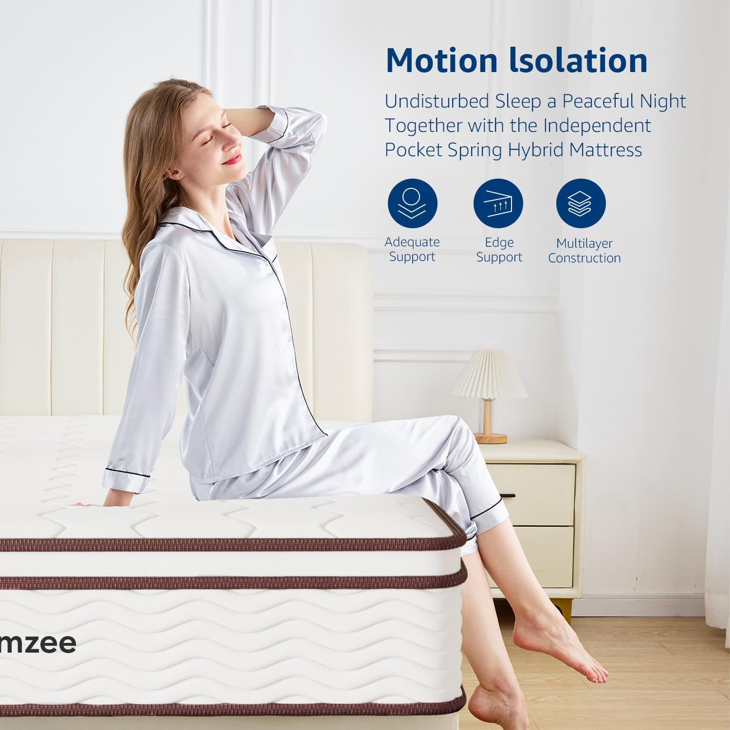 Twin Size 8 Inch Mattress in a Box, Medium Firm Pocket Spring Mattresses, Pressure Relief, Breathable Knitted Fabric, Motion Isolation, CertiPUR-US & Oeko-Tex, 10-Year Warranty