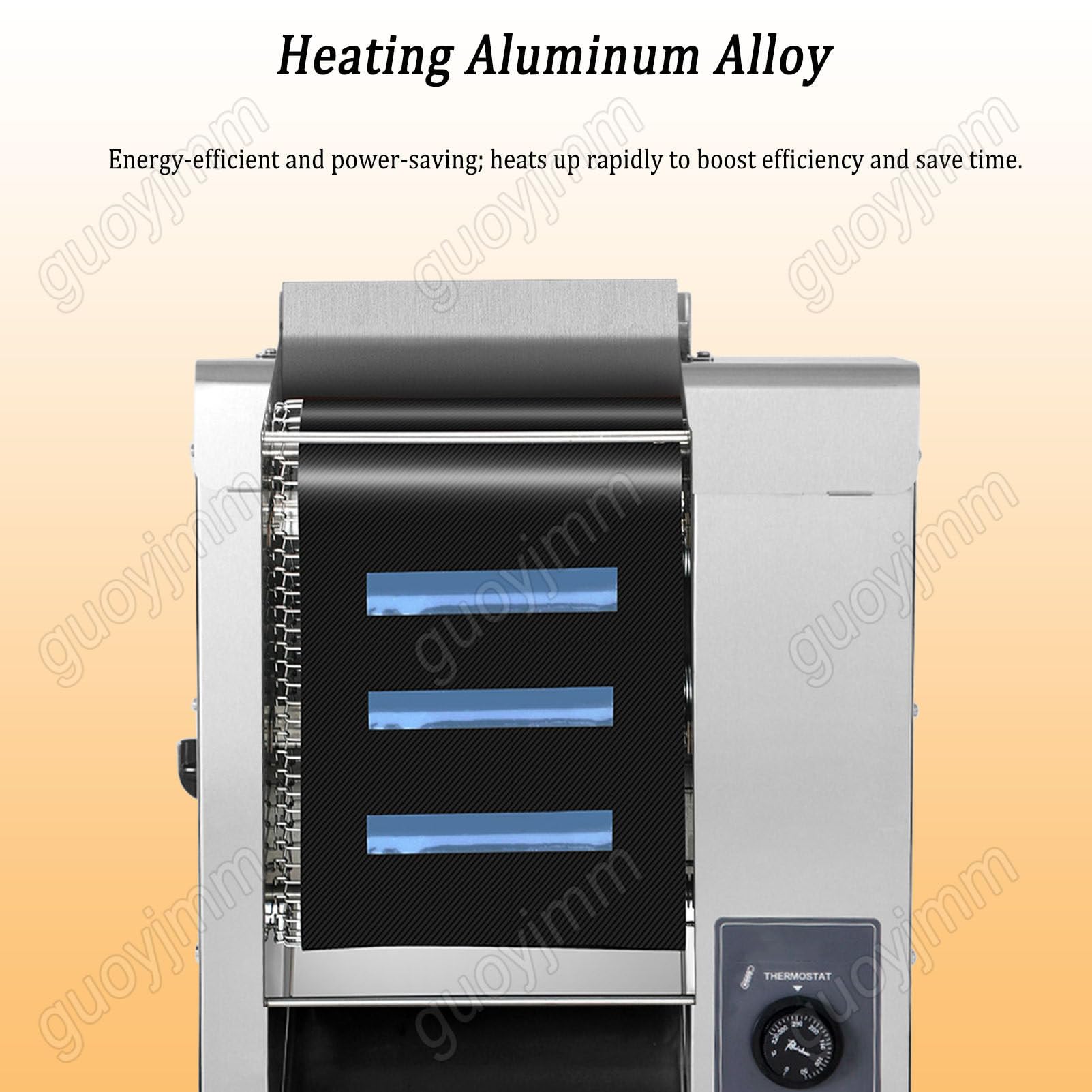 Máquina Comercial para Hornear Pan de Hamburguesa de 2000 W, Máquina Eléctrica de Cadena para Hornear Pan Tostado/Bollos/Pan, Temperatura y Grosor Ajustables