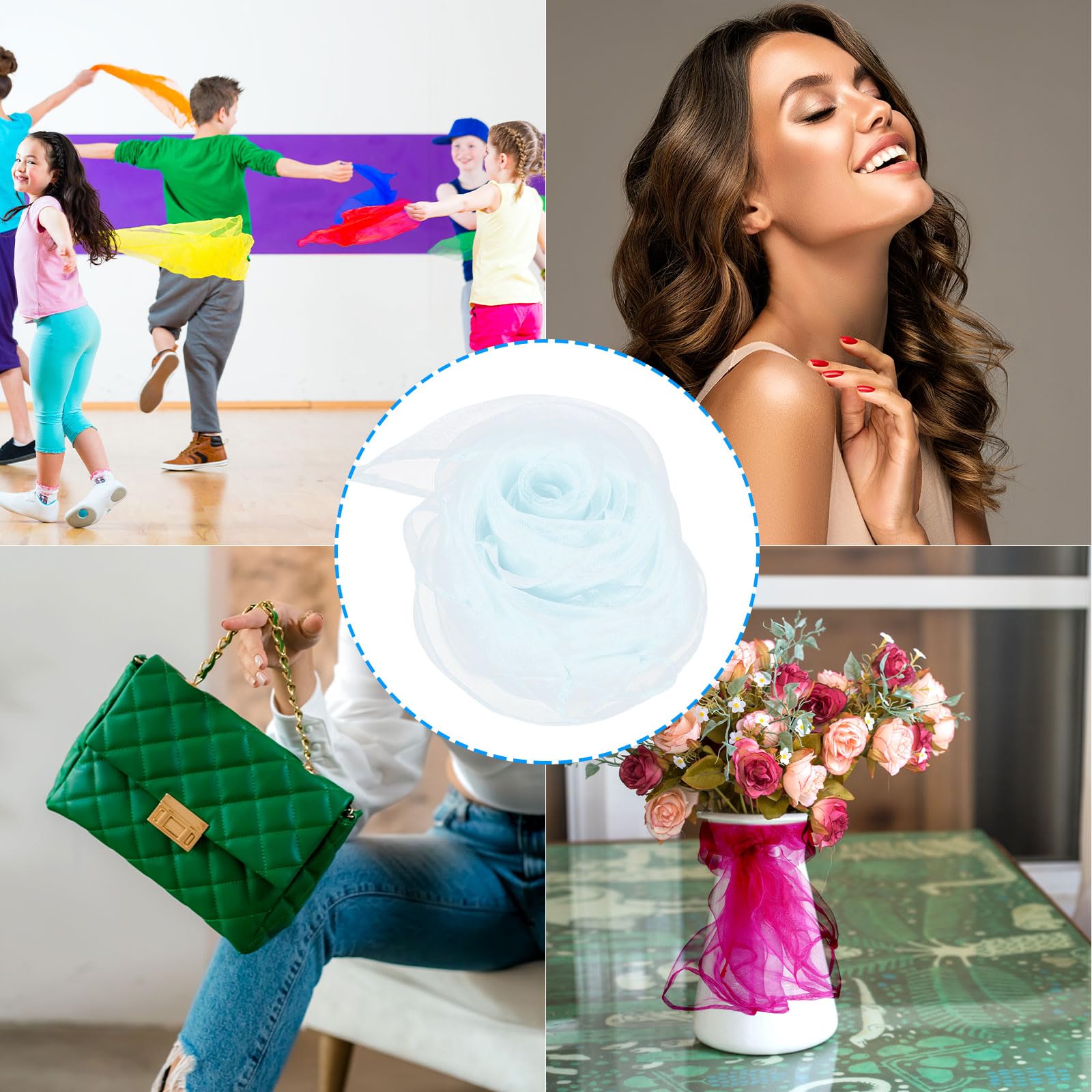 PATIKIL Sciarpe da danza, 48 pezzi, sciarpe quadrate da giocoleria, 61 x 50 cm, sciarpe per movimento musicale, accessori per giocare a giocoleria magica, azzurro cielo
