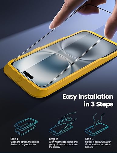 Vista 10 de Lamicall Protector de pantalla para iPhone 14 Pro Max [profesional] [vidrio templado 9H] [inastillable de grado militar] Pantalla transparente HD