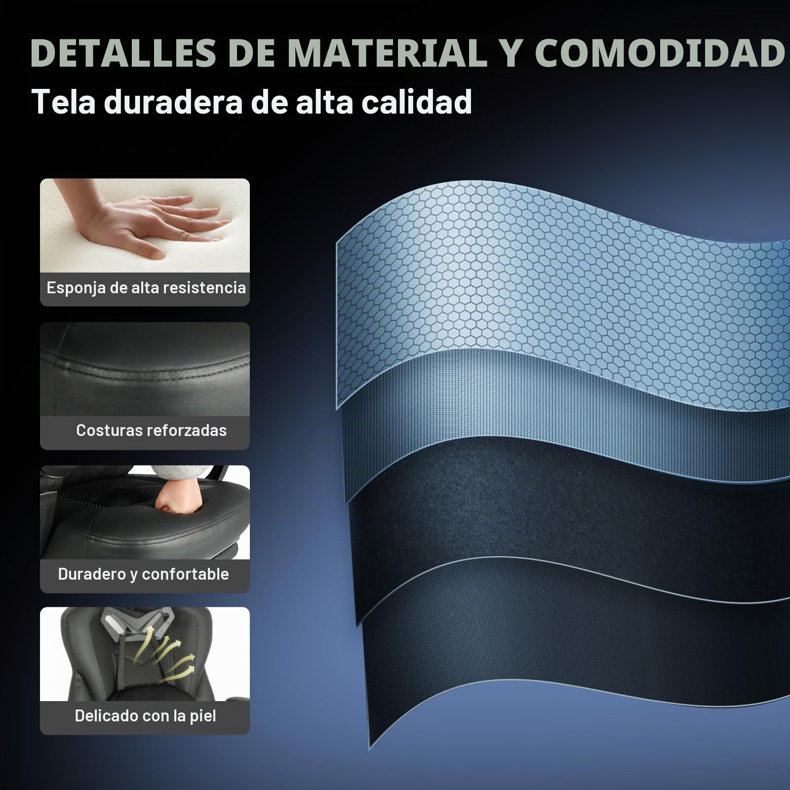Vigosit Silla de Gaming Pro con reposapiés, de PC de Malla con función de Masaje, Silla ergonómica reclinable para Gamer Ordenador, 150 kg, Grande y Alta de Oficina, Color Negro