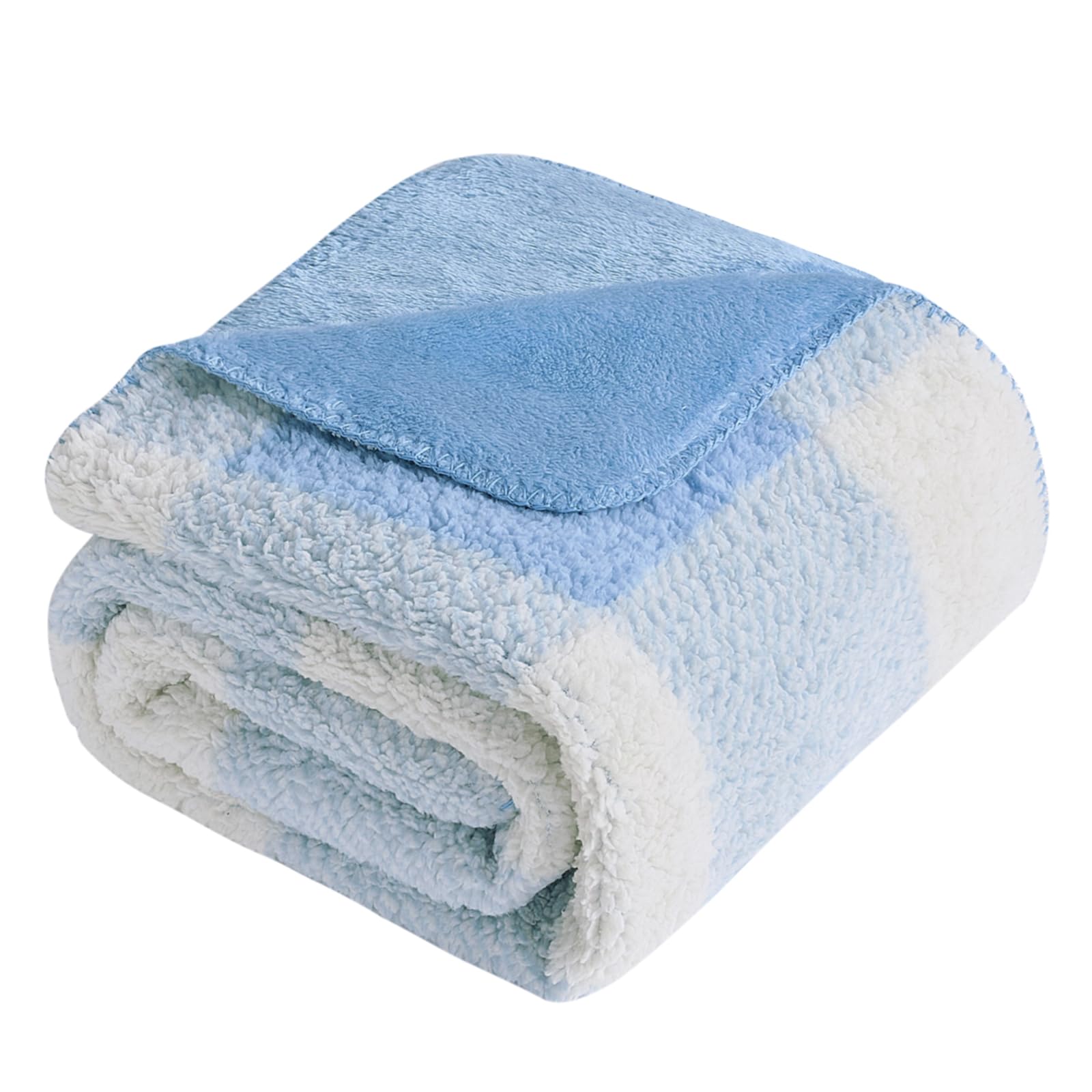 LURKA Coperta in pile Sherpa e polare a scacchi, coperta ipoallergenica su entrambi i lati, per divano, letto, animali domestici (ghiacciaio, matrimoniale (152,4 x 203,2 cm)