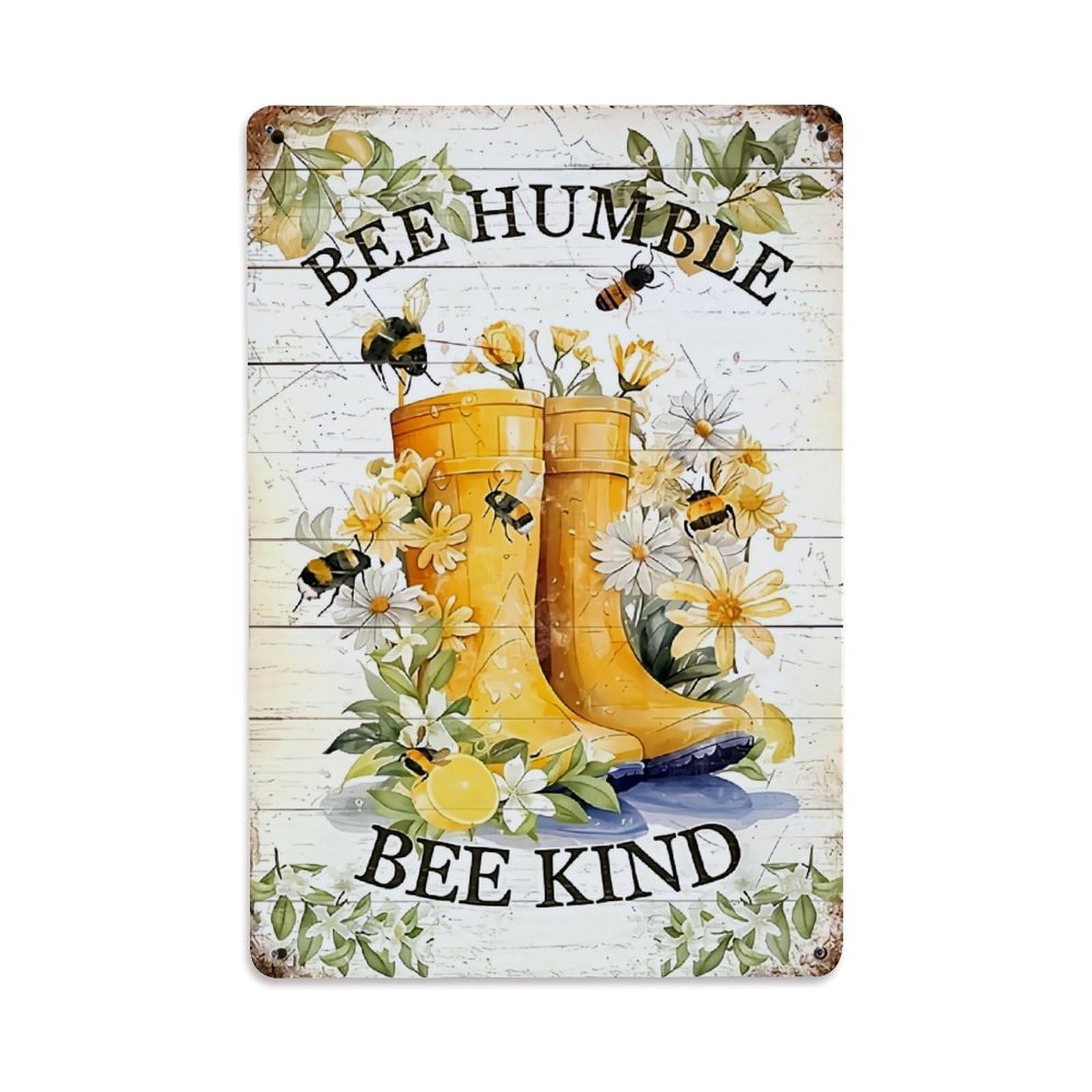 Bee Humble Bee Kind Retro Metal Tin Sign, Vintage Decor Art Poster for Bar, Home, Man Cave, Kitchen, Laundry Room Gift 8x12Inch