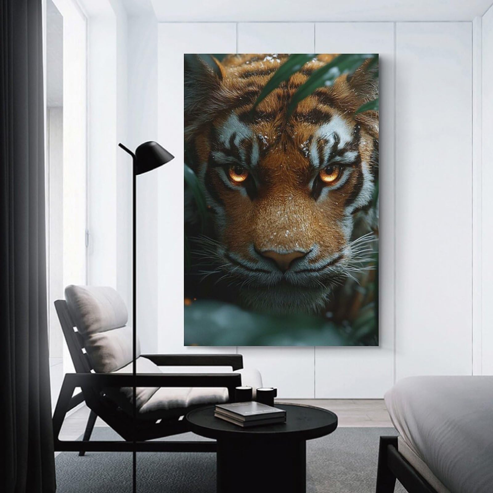 Junmoney Intense Tiger Gaze in Jungle Home Decor Wall Art 20x30inch(50x75cm), for Home, Office, Studio Or Guest Room, Canvas Wall Art That Fits Changing Layouts