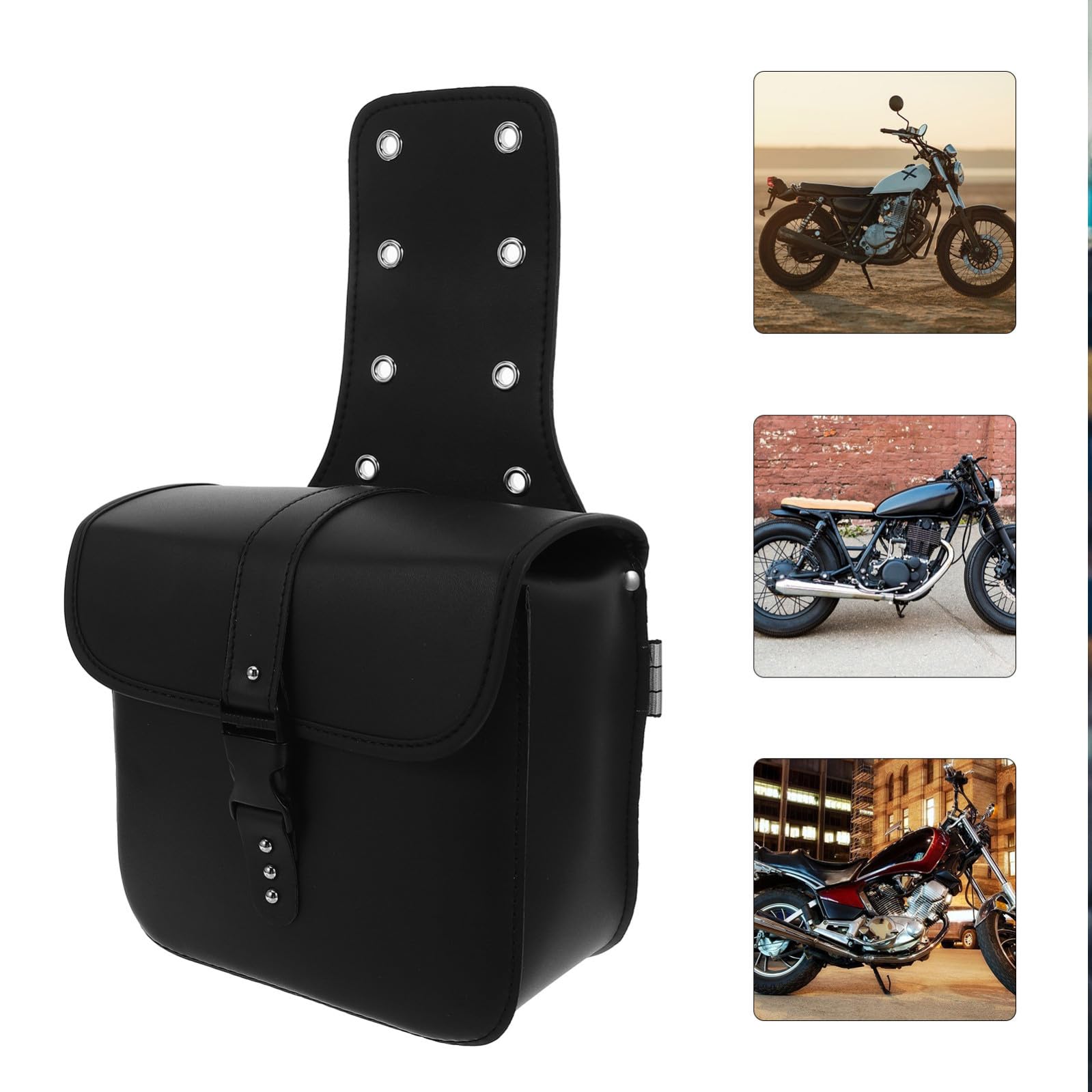 Borsa Laterale Moto in Pu, Mini Bisacce da Sella per Motocicletta, Pratica e Resistente, per Uso Quotidiano, Nero
