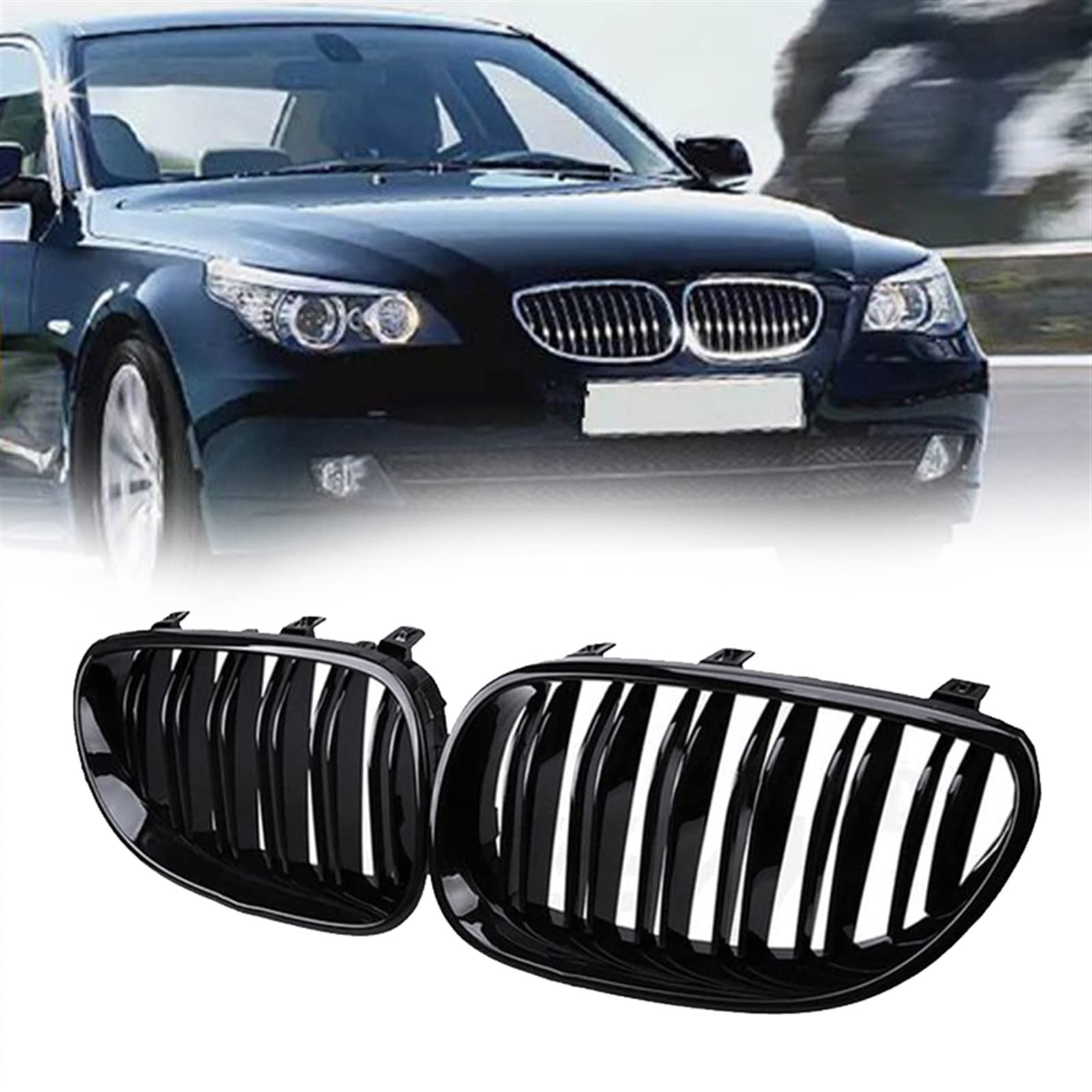Parrilla delantera de riñón doble línea para BMW Serie 5 E60 M5 8