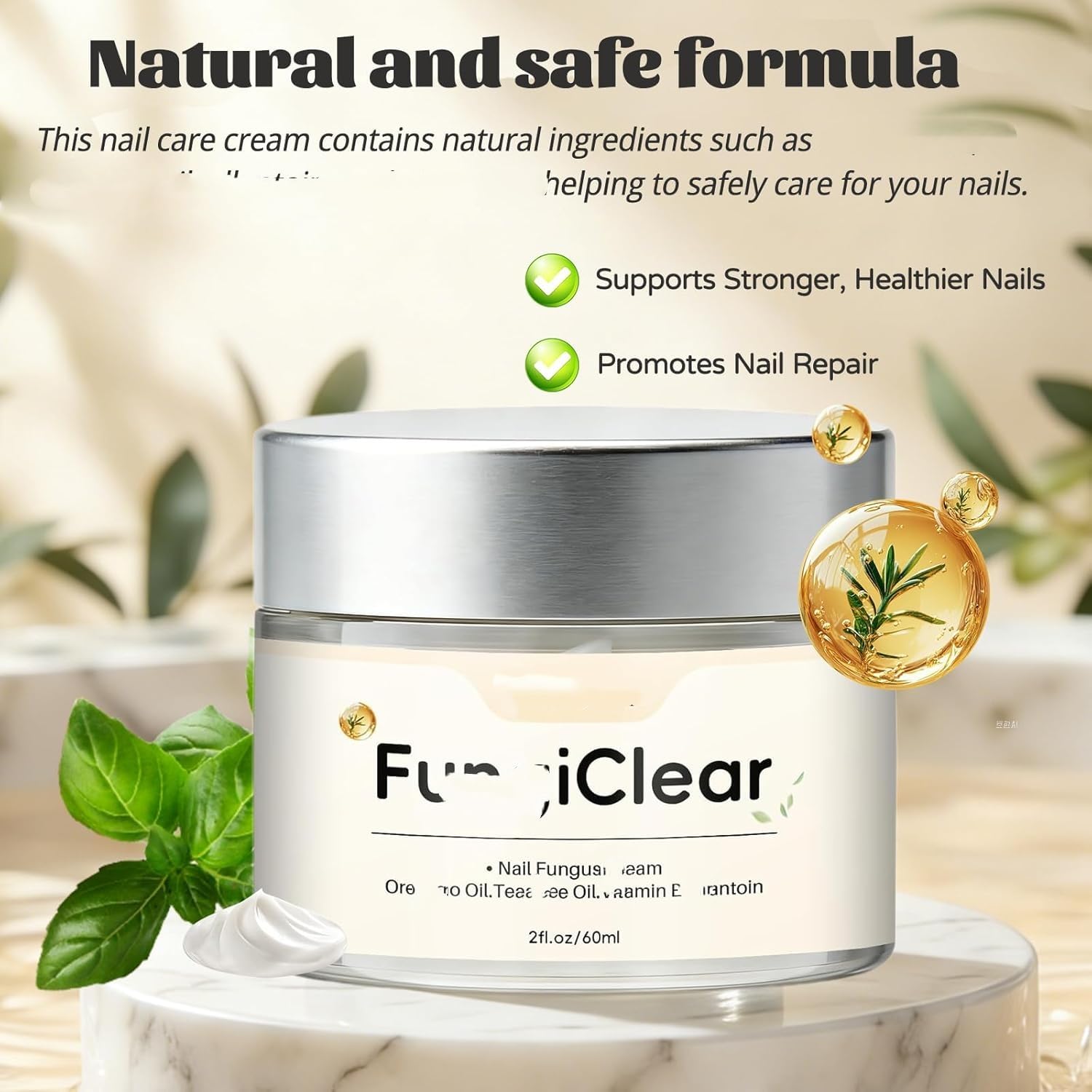 Crema per la cura delle unghie, formula naturale, riparazione professionale delle unghie danneggiate, supporto forte e protettivo (60 ml),1pc