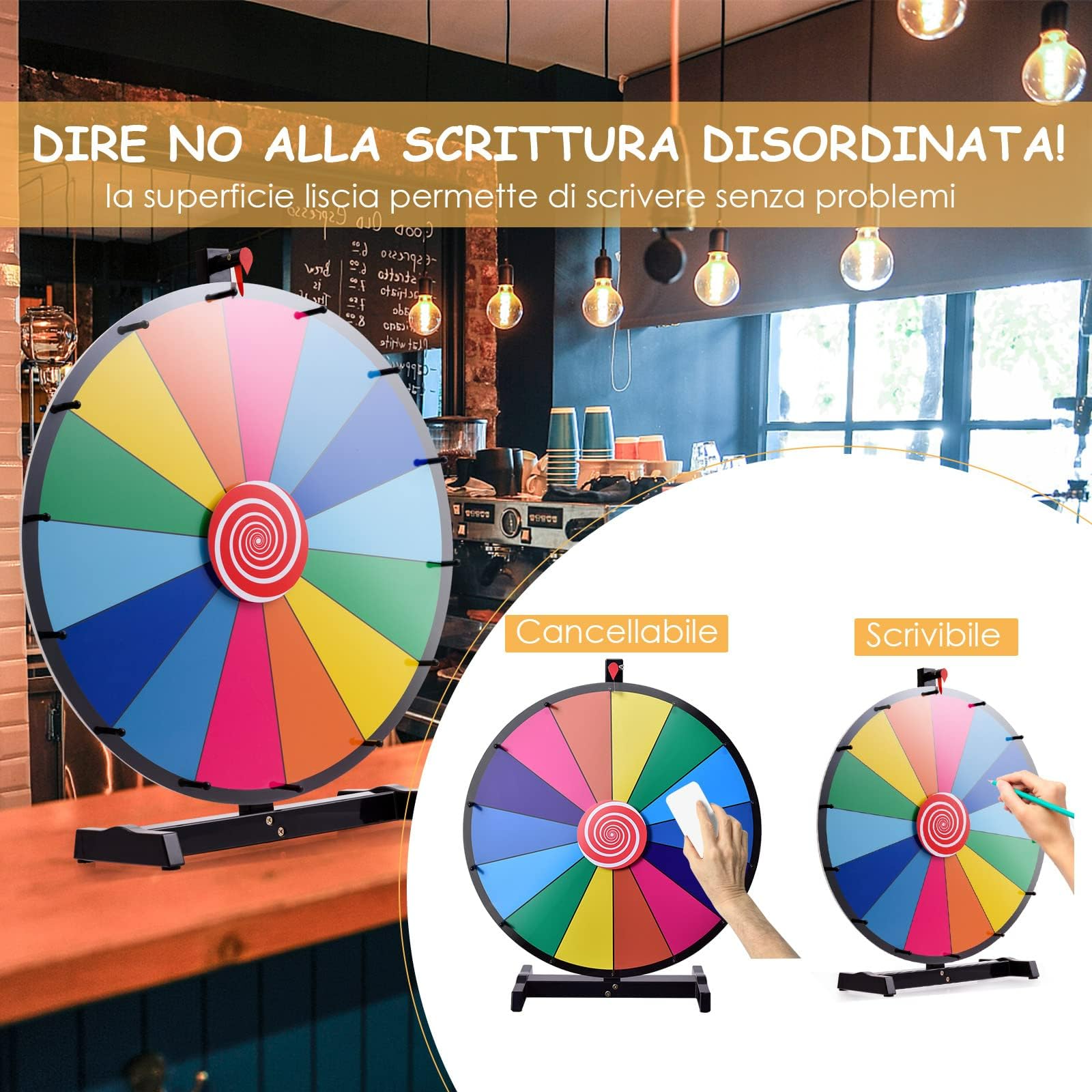 RELAX4LIFE Gioco Ruota della Fortuna (Φ60cm 14 Slots,Modello 2)