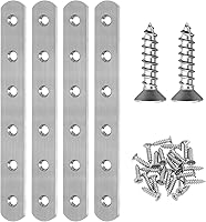 AUGHOA 4-Pack 6-Inch Stainless Steel Flat Straight Brackets with 24 Countersunk Screws - Rust-Proof Furniture Repair Braces