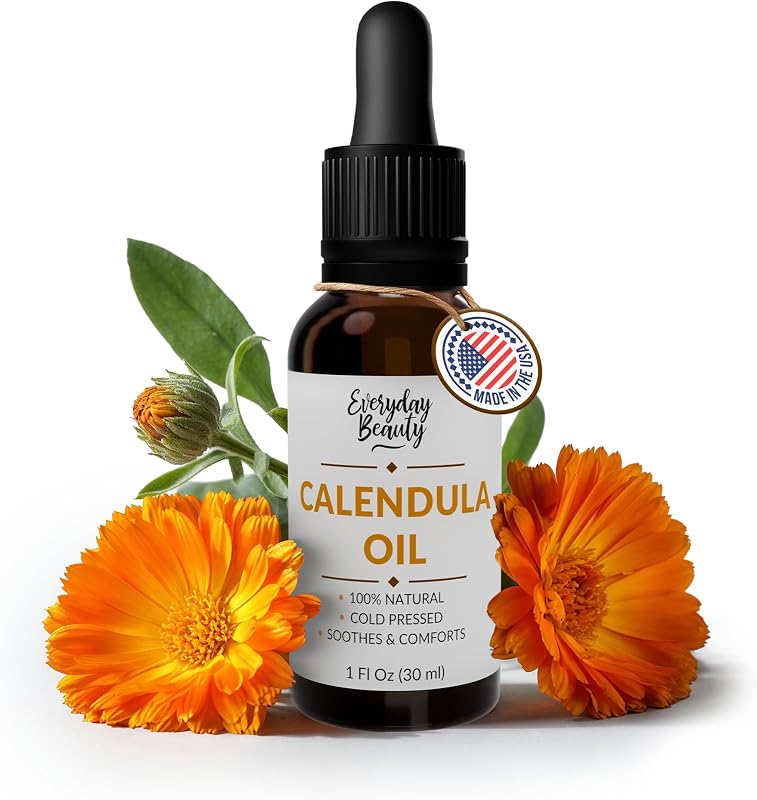 Óleo de Calêndula para Rosto, Pele e Cabelos com Vitamina E, Marula, Jojoba e Girassol – 30 mL