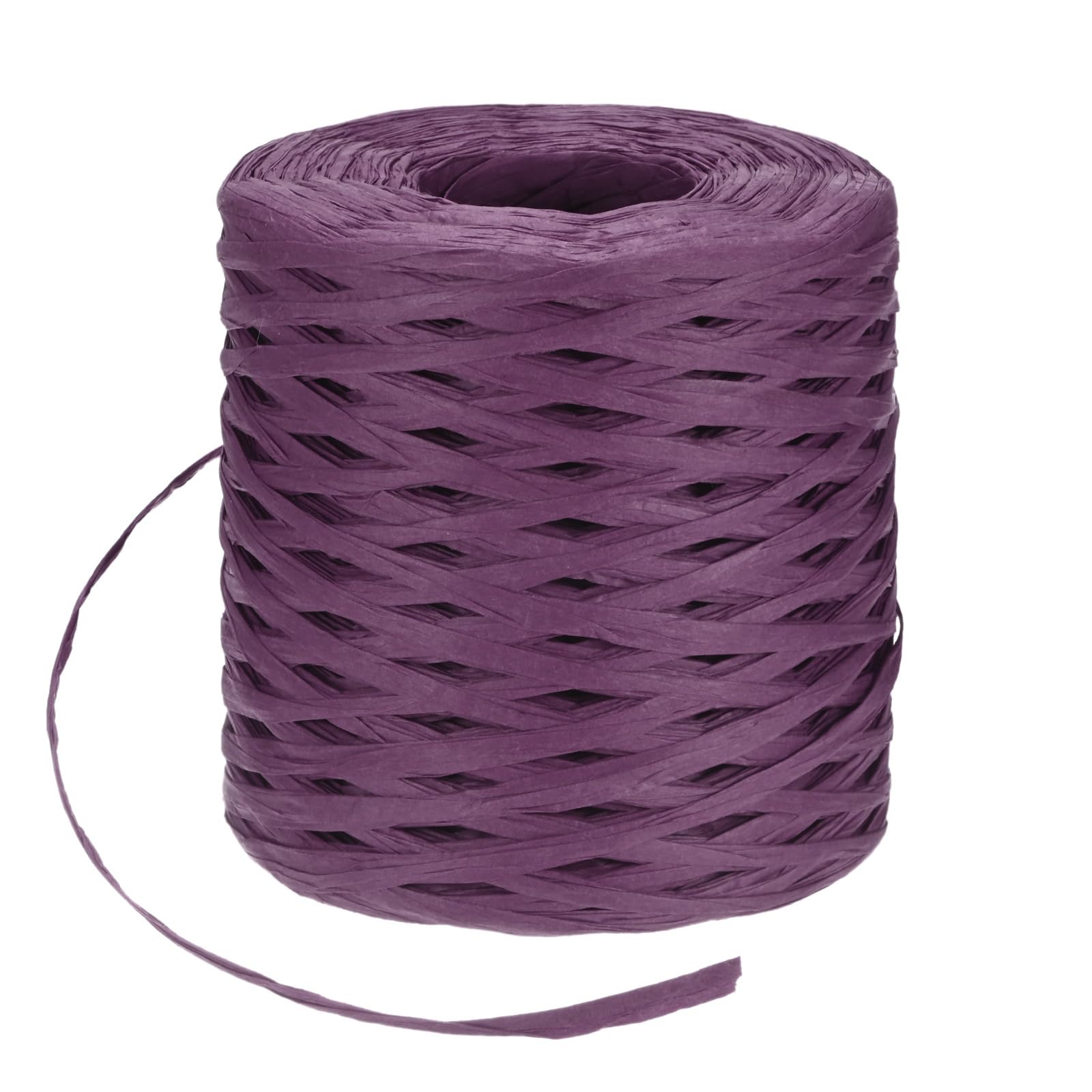 M METERXITY Raffia Yarn for Crochet, 219 Yards 5mm Raffia Paper Craft Ribbon Flat String for Gift Wrapping/DIY/Sun Hats Bags/Holiday Decor, Packing Paper Twine [Dark Purple]