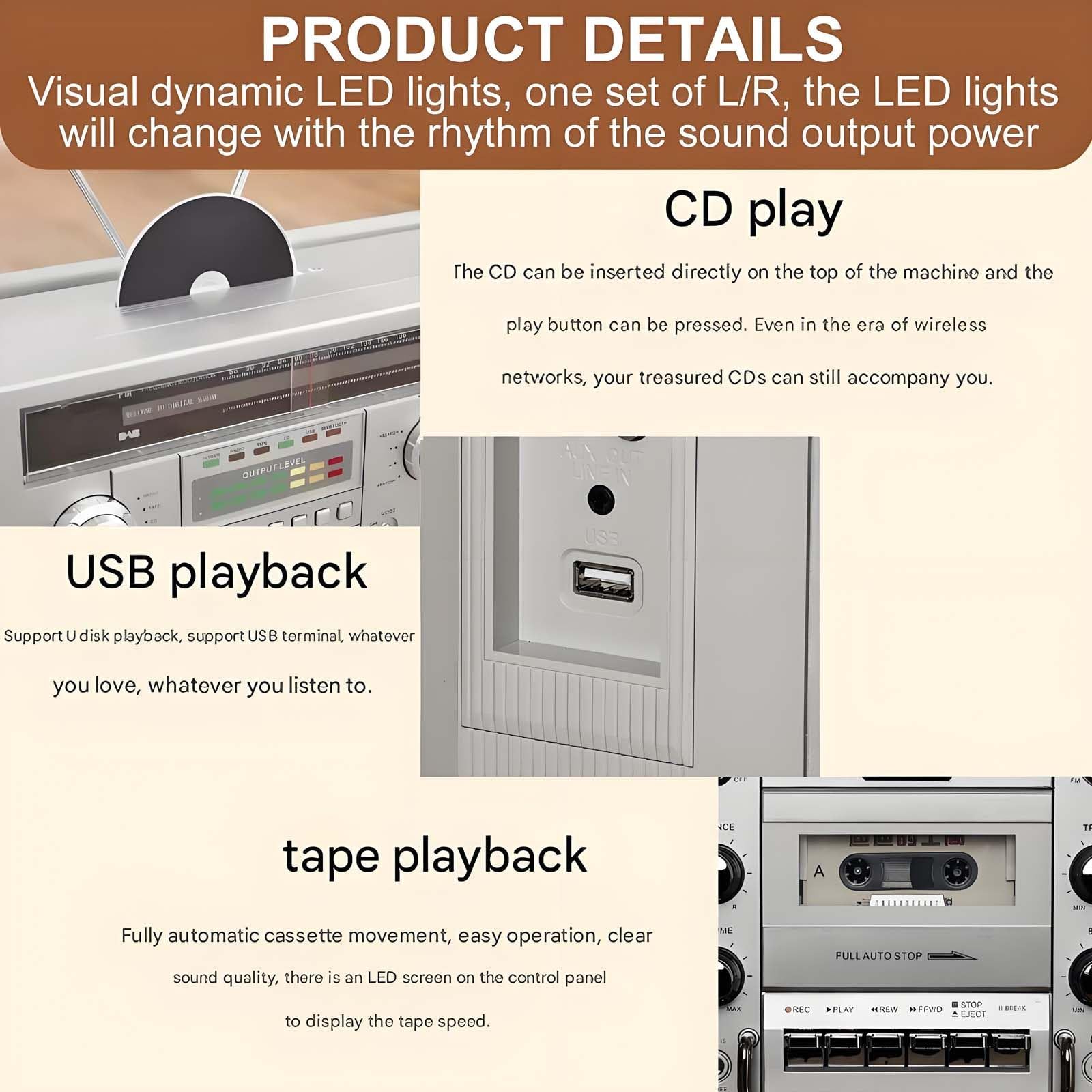Boom Box Cd, Magnetofon/Magnetofon Kasetowy, Am/Fm, Usb, Wbudowany Akumulator, ObsłUga PołąCzeń Telefonicznych W Promieniu 10 M,White