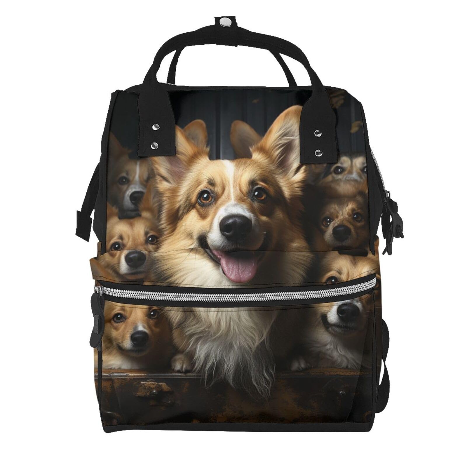 Sac à dos à langer grande capacité imperméable motif Corgi - 7