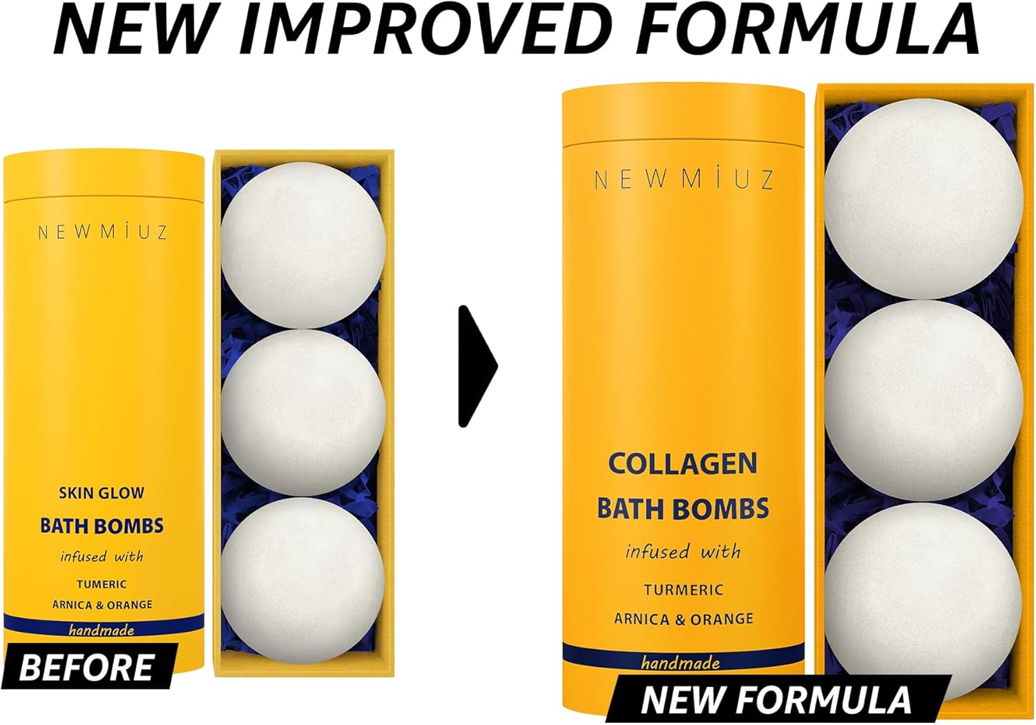 Collagen Bath Bombs Luxurious Bath Foam Gift for Dry Skin Hydration Moisturizing Turmeric Arnica Orange Essential Oil Infused for A Blissful Experience - Image 4