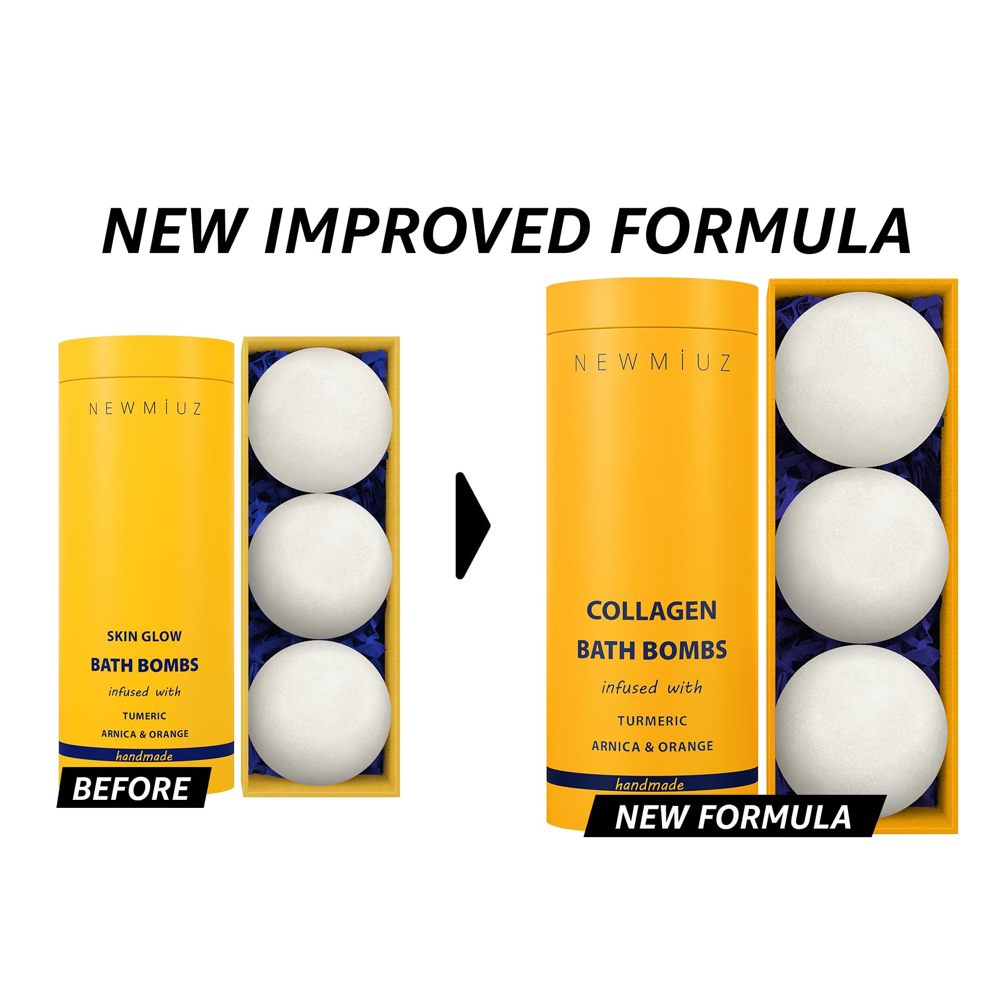 Bombes de Bain Naturelles Luxueux Cadeau Pour Hydratation et Nourrissage de la Peau Sèche Huile Essentielle de Curcuma et Arnica à l'Orange Plongez-vous dans un Bain de Spa Béatifiant