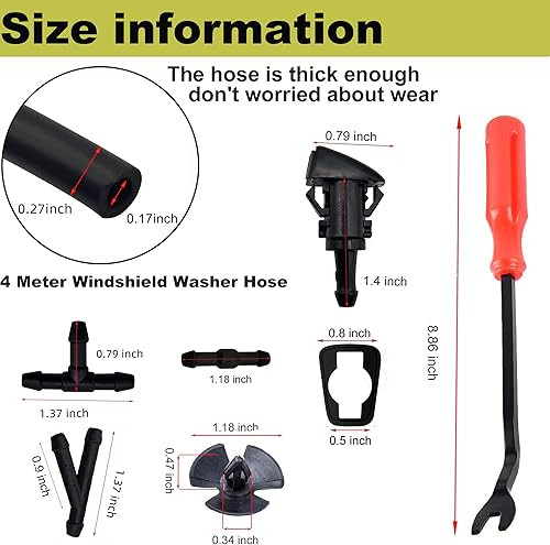 Miniatura 3 de 4805742AB - Kit de boquillas para limpiaparabrisas delantero compatible con Chrysler Dodge Jeep Ram, manguera de líquido para parabrisas de 157