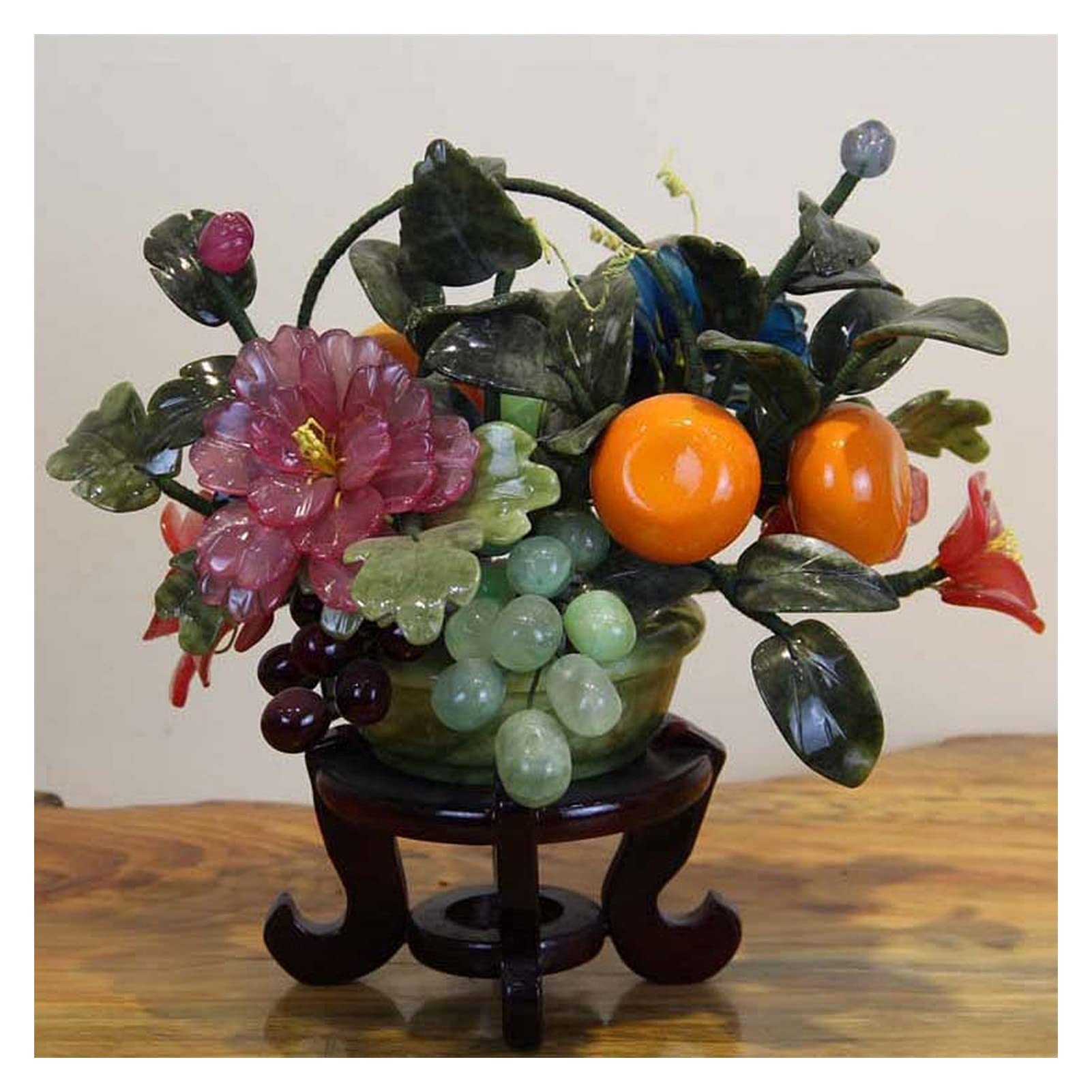 Alberi Artificiali Bonsai Artificiali Bonsai creativi con Fiori di Giada e Cesto di Frutta Decorazione di Piante finte - Piante da Appartamento Artificiali in Vaso per la Decorazione domesticaPiante