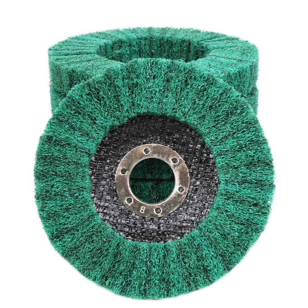 YKLP 5Pcs Nylon Fiber Flap Disc Polishing Grinding Wheel, 4.5 x 7/8 Inch Scouring Pad Buffing Wheel for Angle Grinder, Polishing Tools (Grit 180)
