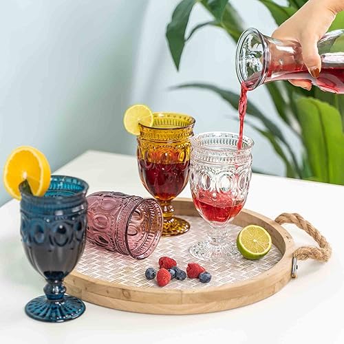 Miniatura 7 de Simple Elements - Juego de copas de vino vintage en relieve, cristalería para bebidas, cristalería vintage, cristalería para el hogar, eventos,