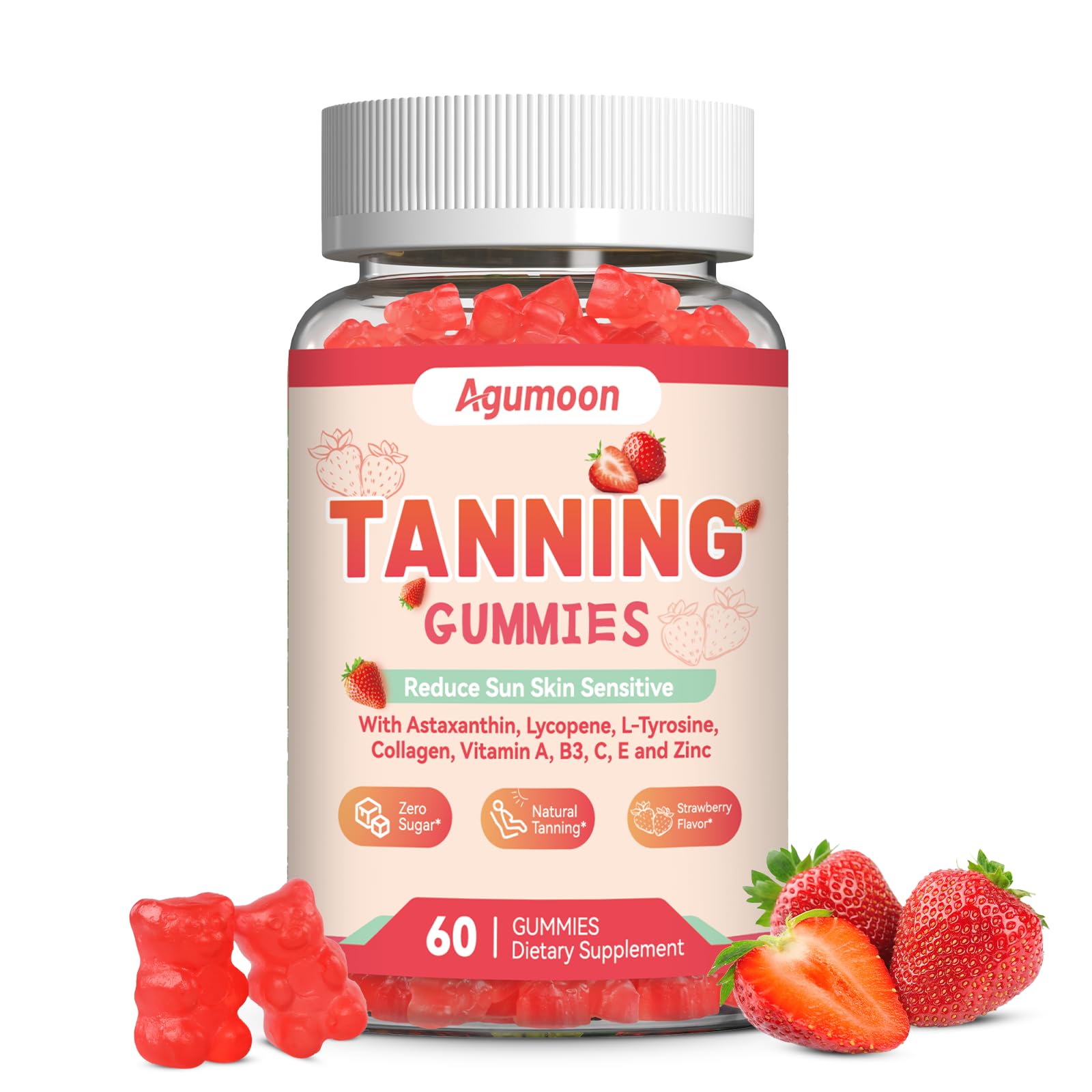 Tanning Gummies for Women and Men, Self Tan Supplement - 60 Counts