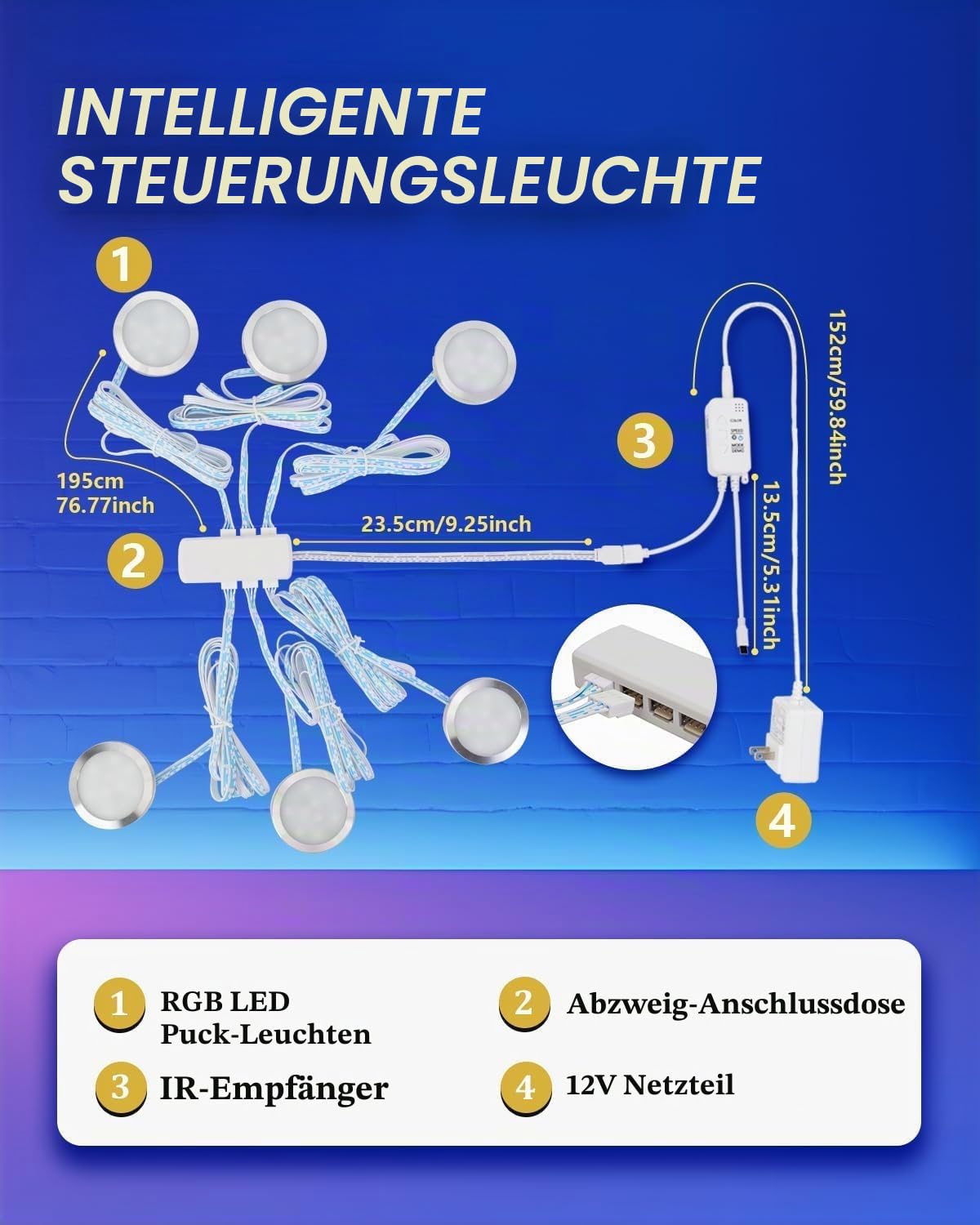 Cefrank RGBW LED Puck Vitrinenbeleuchtung 6er Dimmbar | Fernbedienung App Bluetooth Musik Farbwechsel 16M Farben Timer Schrank Küche Regal Unterbau Wand Kabinett Vitrinenschrank