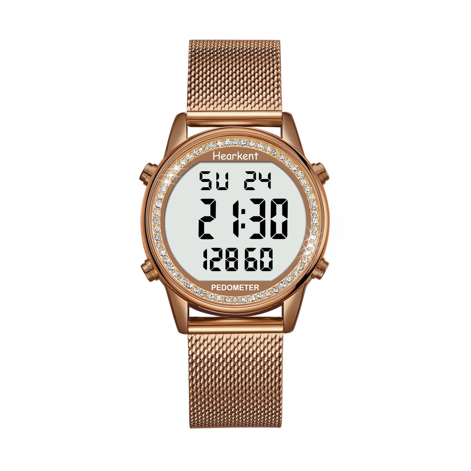 Damen Digitaluhr LCD Große Zahlen Schrittzähler Uhr Schrittzähler Kalorienabstand Wasserdicht mit Alarm Schritte Kalorienzähler