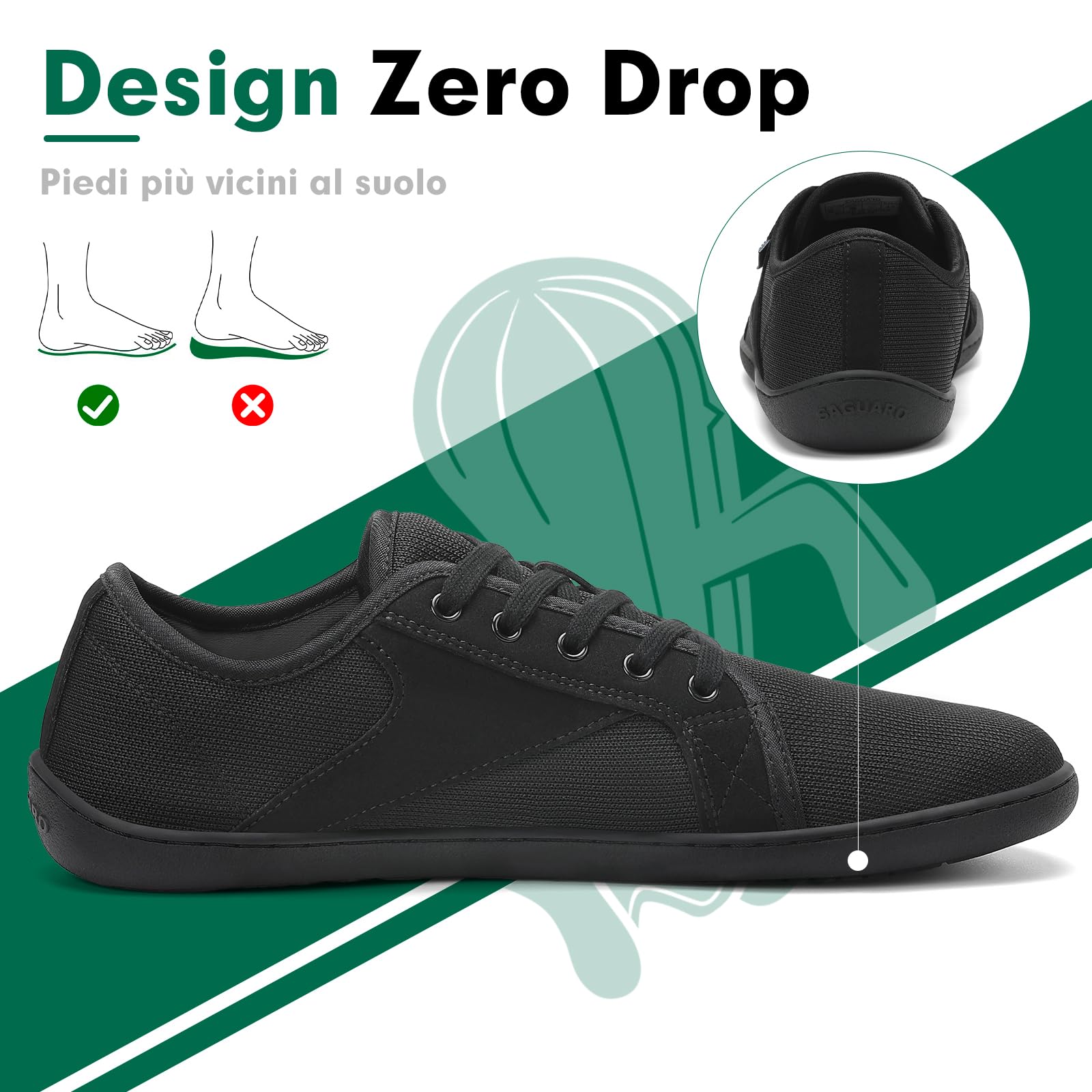 SAGUARO Unisex Knit Scarpe Barefoot con Suola Zero Drop, Luck Ⅰ, Taglie 36-48