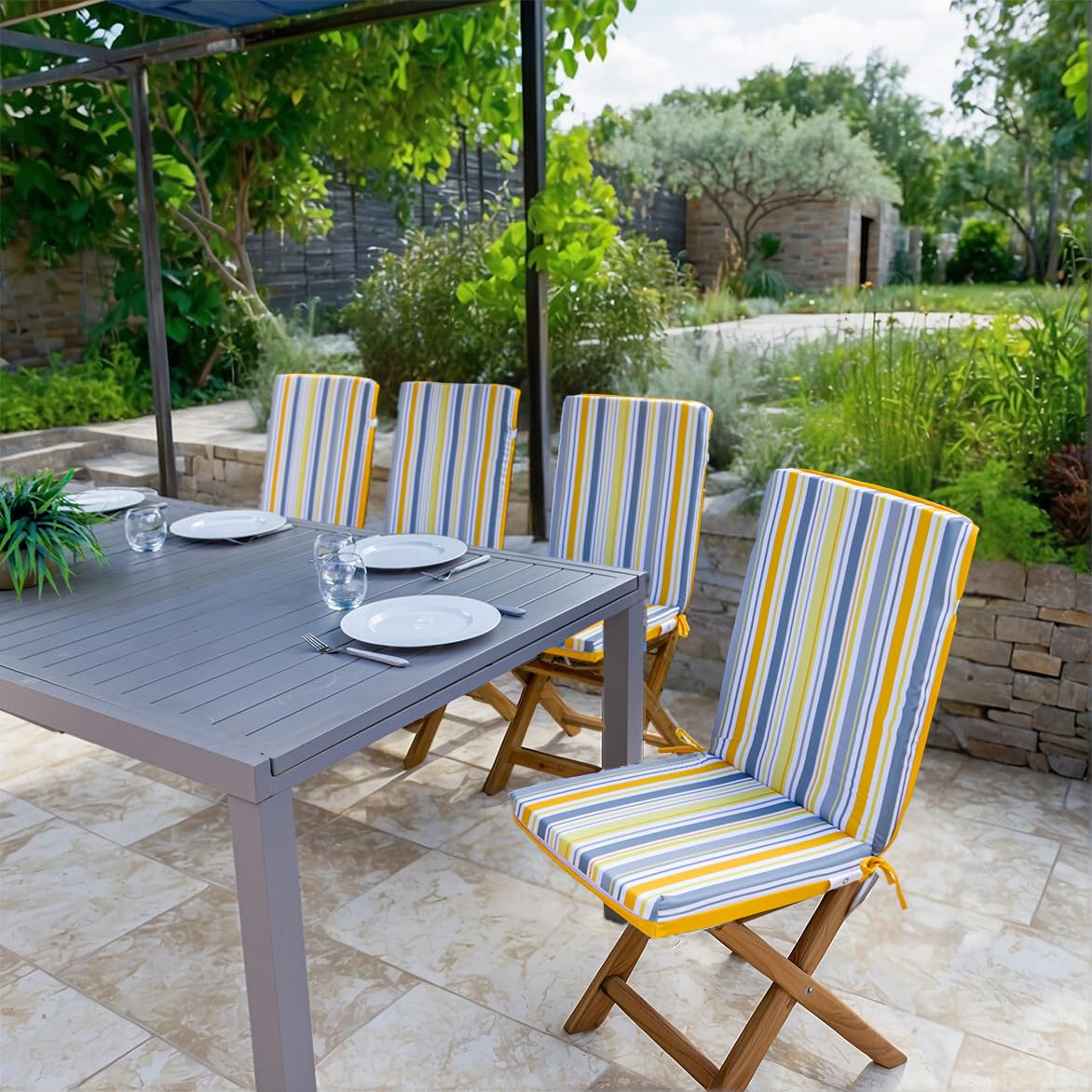 Detex 4x Cuscini per Sedia Sydney Resistenti all'Acqua Cuscino coprisedia Interno Esterno blu