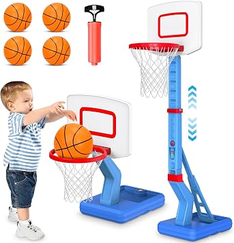 ASONINE Panier de Basket Enfant 2-en-1 sur Pied et Piscine (70 - 138 cm)