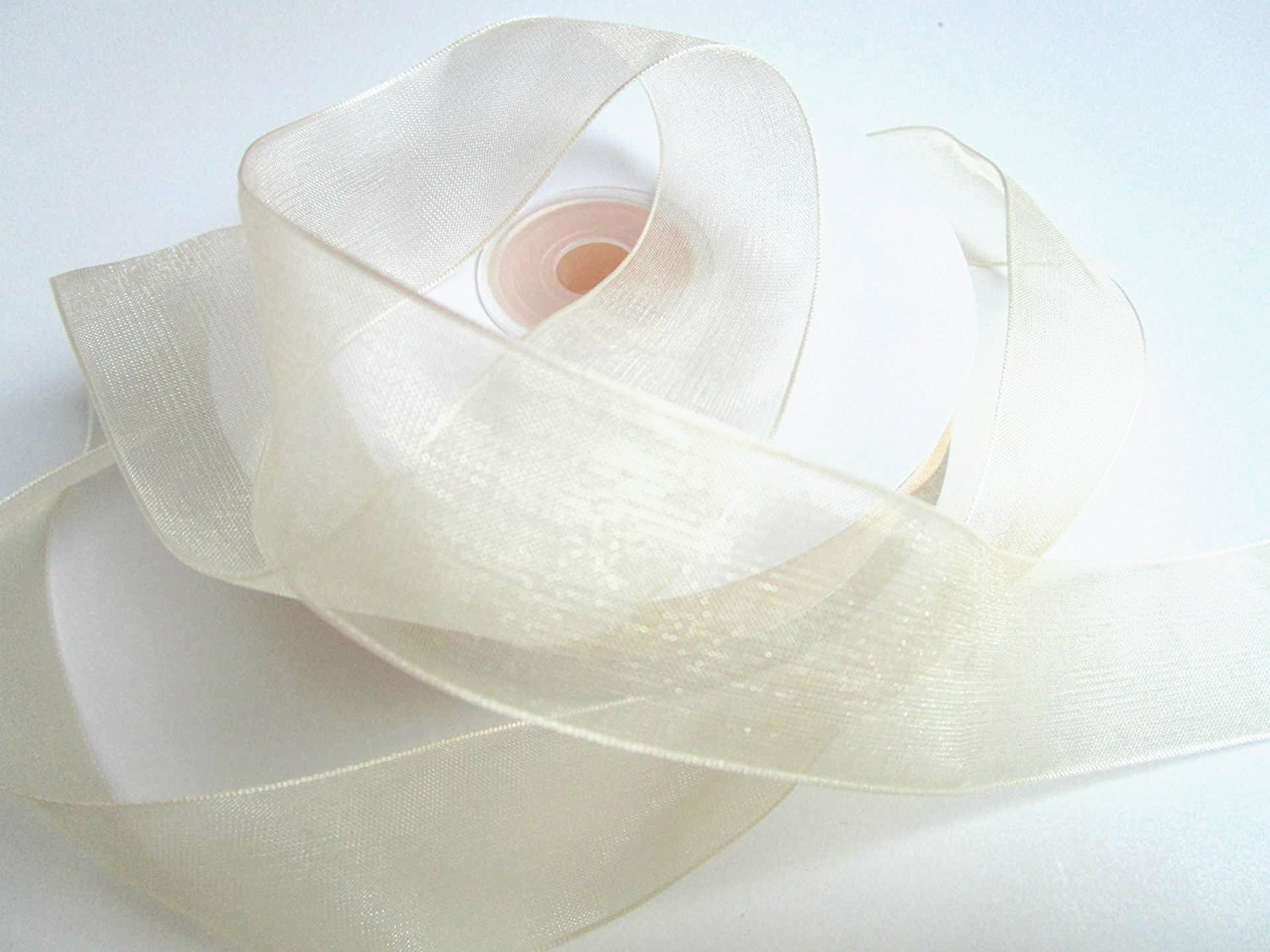 CaPiSo 50 m organza ribbon 25 mm width: Cream-beige