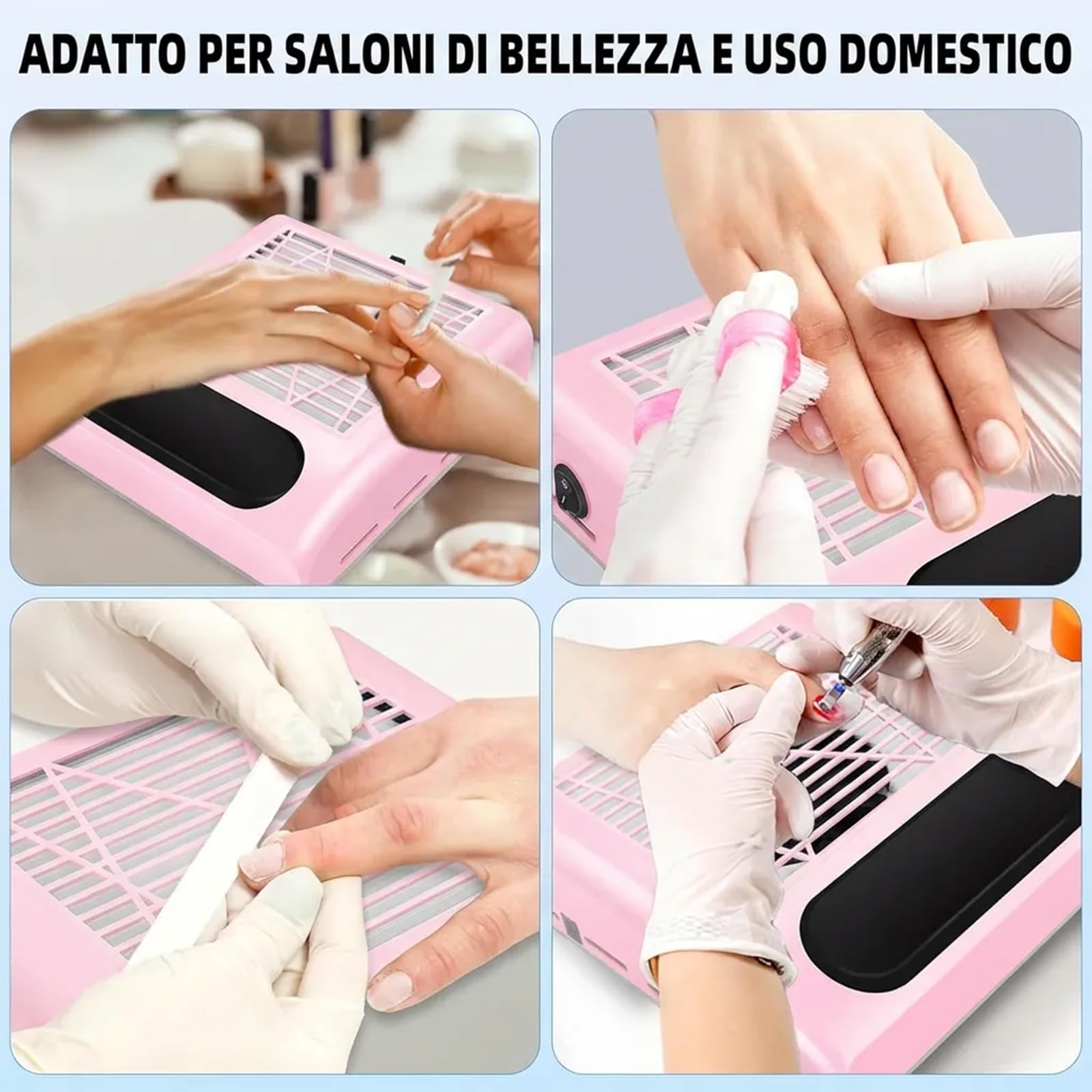 VOLTIX Aspiratore Unghie Professionale 80W - Aspirapolvere Unghie Potente, Nail Dust Collector con Filtro Riutilizzabile per Ricostruzione Unghie in Gel e Acrilico, Ideale per Salone e Casa rosa