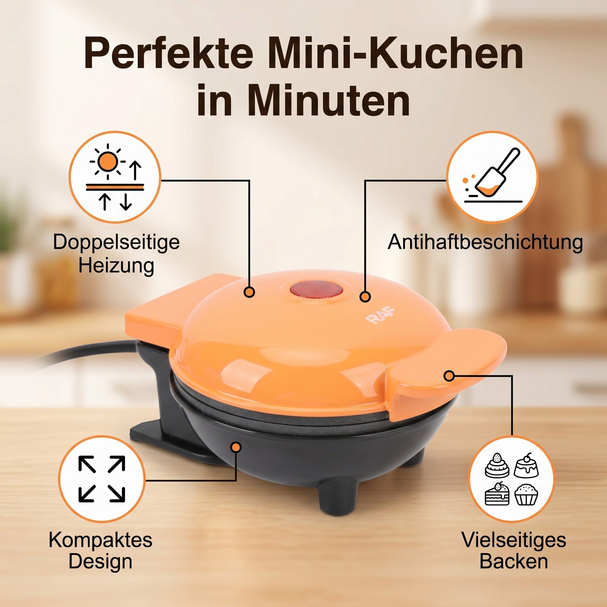 Alomejor Cake Maker 350 W Doppelseitige Heizung Antihaft-Mini-Kuchenmaschine – Kompaktes Design für Kleine Wohnungen