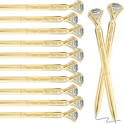 10 bolígrafos de diamante con cristal personalizado dorado personalizado con nombre a granel grabados de metal bolígrafos personalizados de tinta