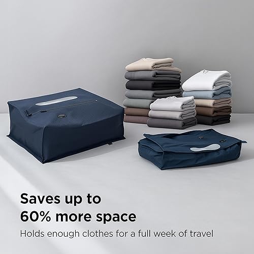 Vista 4 de Bolsas de compresión de viaje con sellado al vacío para equipaje de mano, impermeables, herméticos con ventana y válvula unidireccional integrada