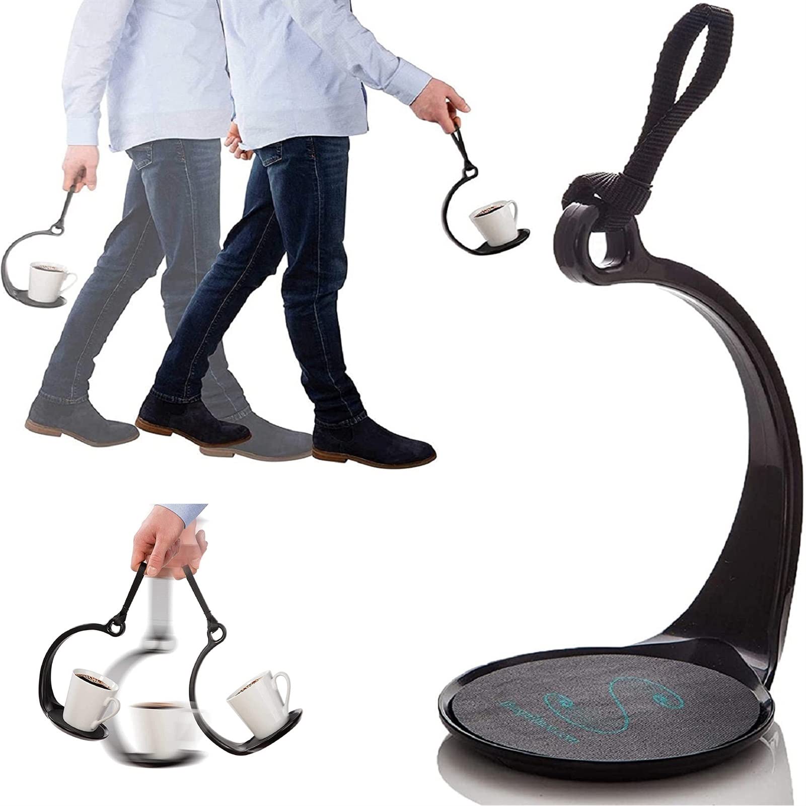 DAGONGJINo Spill Drink Holder,It's Not Magic,Incredible Never Spill Magic Mug Cup Carrier, Unspillable Coffee Cup Tea Mug Tray Cool Science Gadgets (Color : Black, Size : 22x10x13cm)