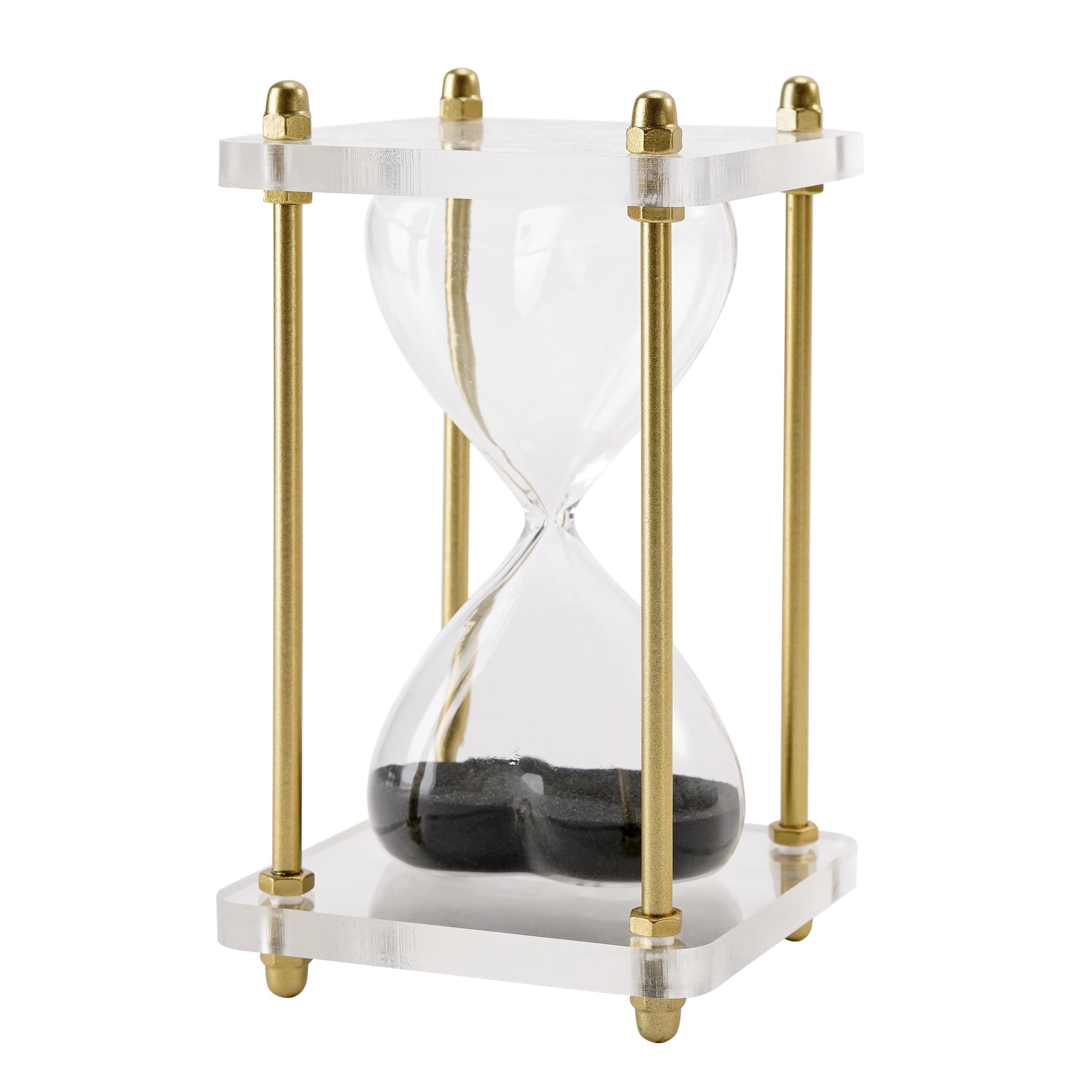 SOFFEE DESIGNGolden 5-Minute Hourglass Sand Timer, Simple Design Sand Clock, Acrylic Sand Watch with Black Sand, Noble Elegant Style Sandglass for Home, Kitchen, Office Decor