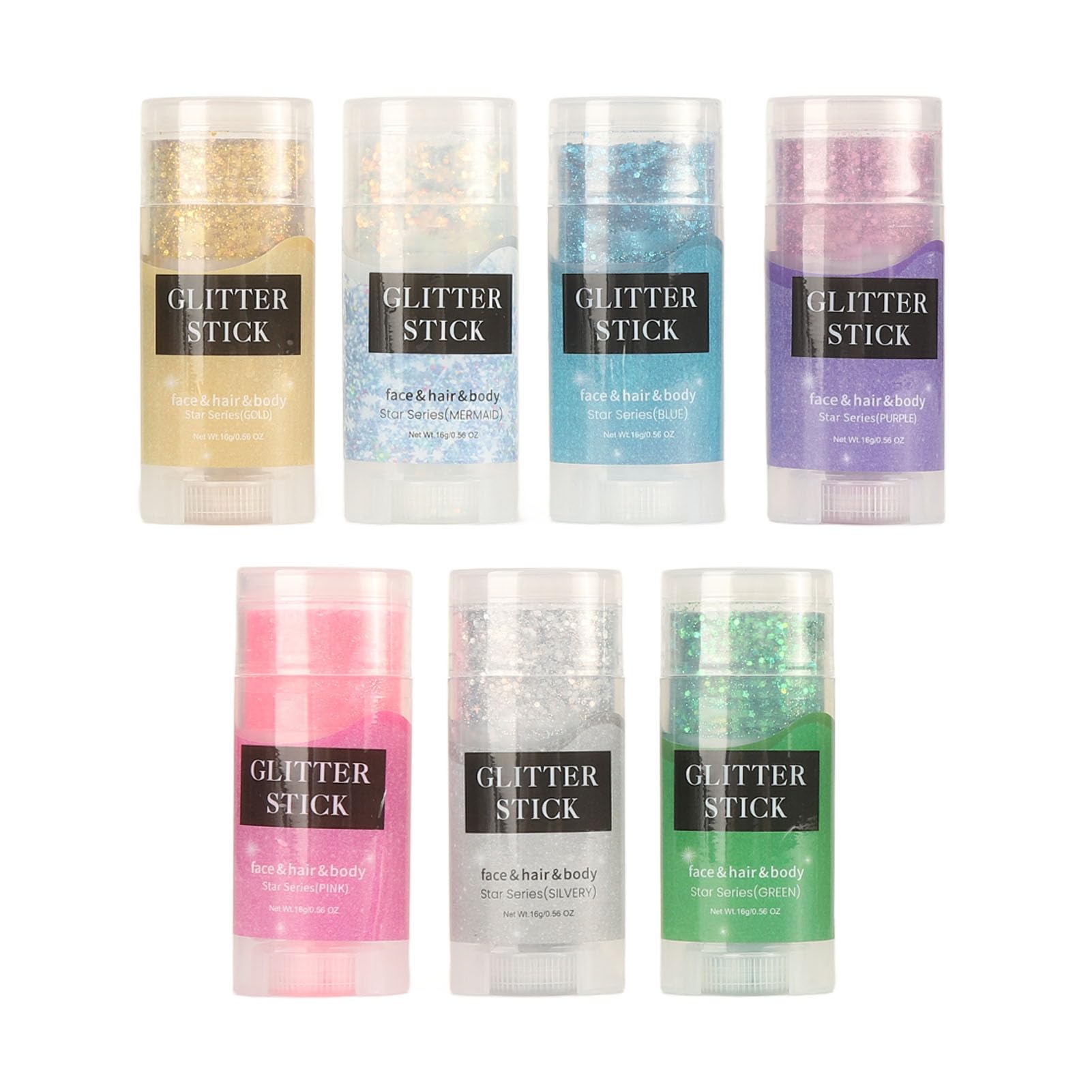 7 bottiglie di glitter olografici per il corpo, stick glitter per il corpo trucco viso paillettes scintillanti grosso per viso, corpo e capelli festival feste 0,56 once