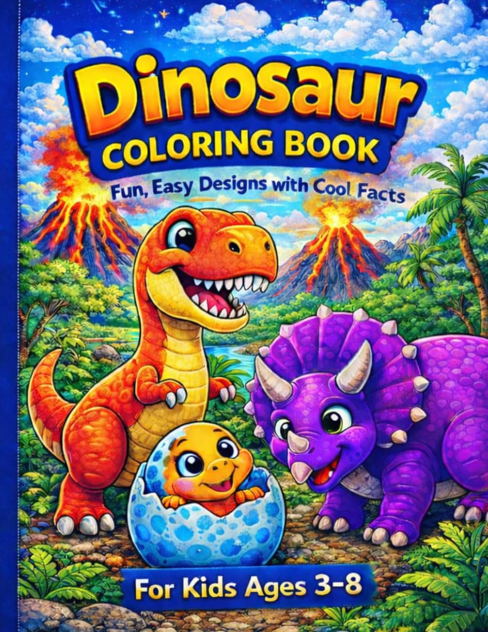 Dinosaur Coloring Book for Kids – Fun, Easy Designs with Cool Facts