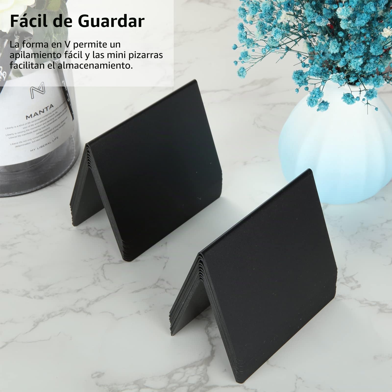 SENENQU 40 Unidades Pizarra Pequeña Negra 100x76mm | forma A, pizarra tiza, portaprecios para mesa y buffet
