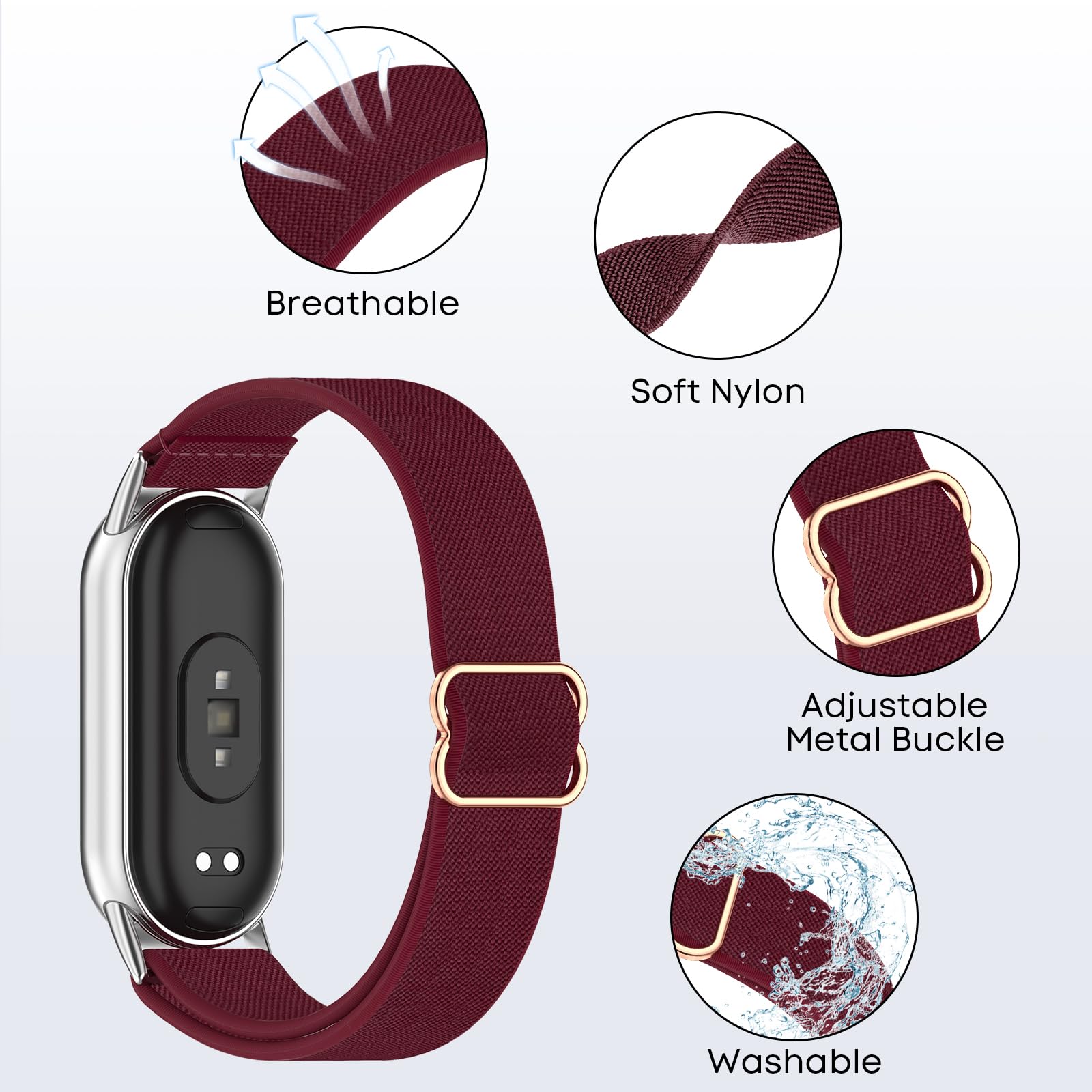 2 Piezas Correas de Nylon Compatibles con Xiaomi Band 10/9/8, Pulsera Tejida para Miband 8/9/10 Accesorios, Resistente al Agua, Transpirable, Ligero, Suave, Cómodo, Unisex Pulseras Deportivas