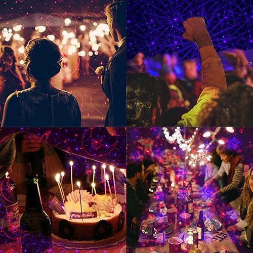 Miniatura 7 de Proyector de luz nocturna USB estrella, 9 modos funcionales y 24 efectos de iluminación, estroboscópica activada por sonido, decoraciones románticas