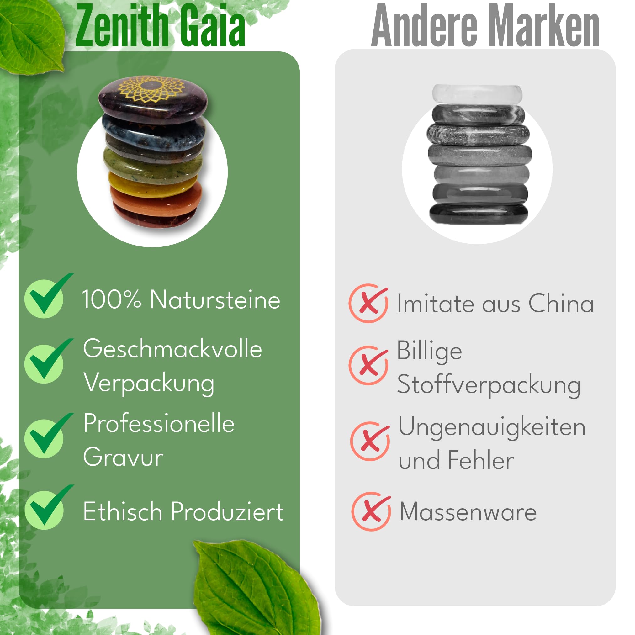 Premium Chakra Steine Set mit Armband – Handgefertigte 7 Edelsteine – Natursteine in edler Holzbox – Chakra Heilsteine Set für spirituelles Gleichgewicht und Energiearbeit - Worry Stones