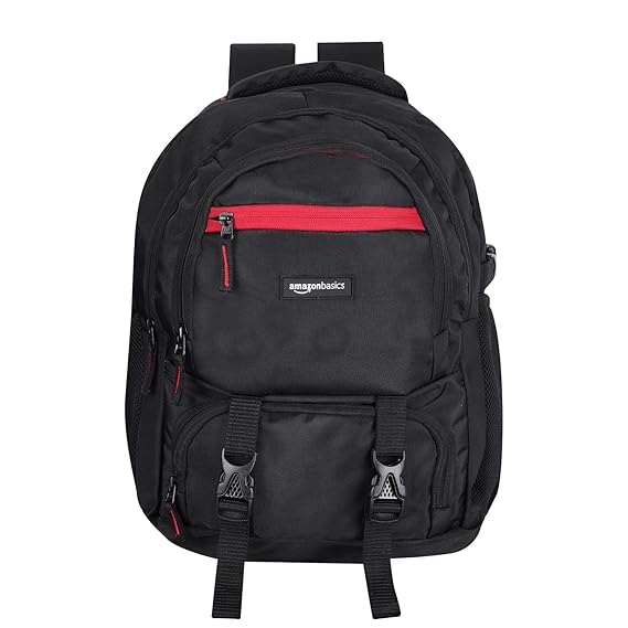 Amazon Basics Large Laptop Backpack | USB Port | Air Mesh Foam Padding | Durable Rain Cover (Black)