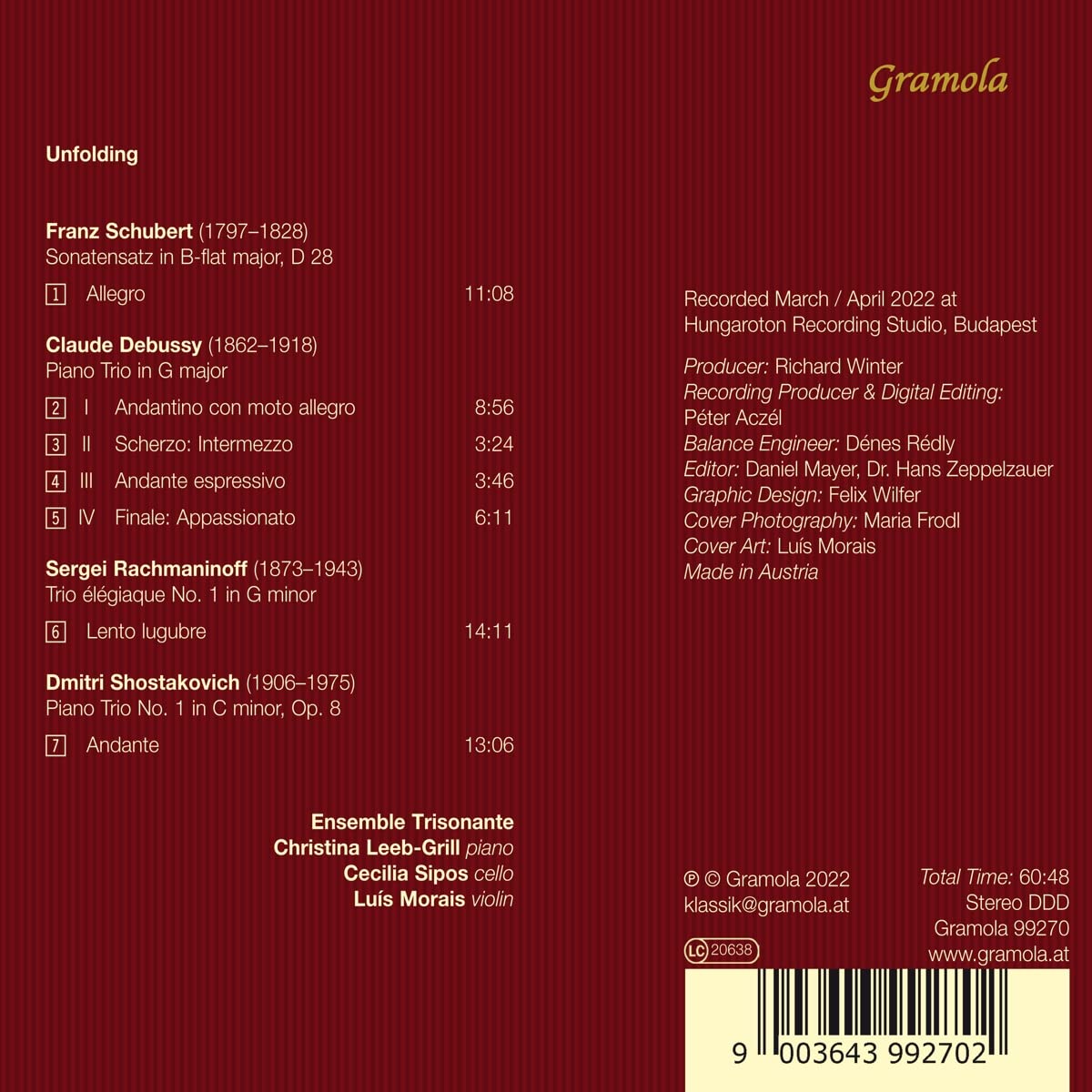 Image secondaire de Unfolding. Trios pour Piano de Schubert, Debussy, Rachmaninov et Chostakovitch. Ensemble Trisonante.