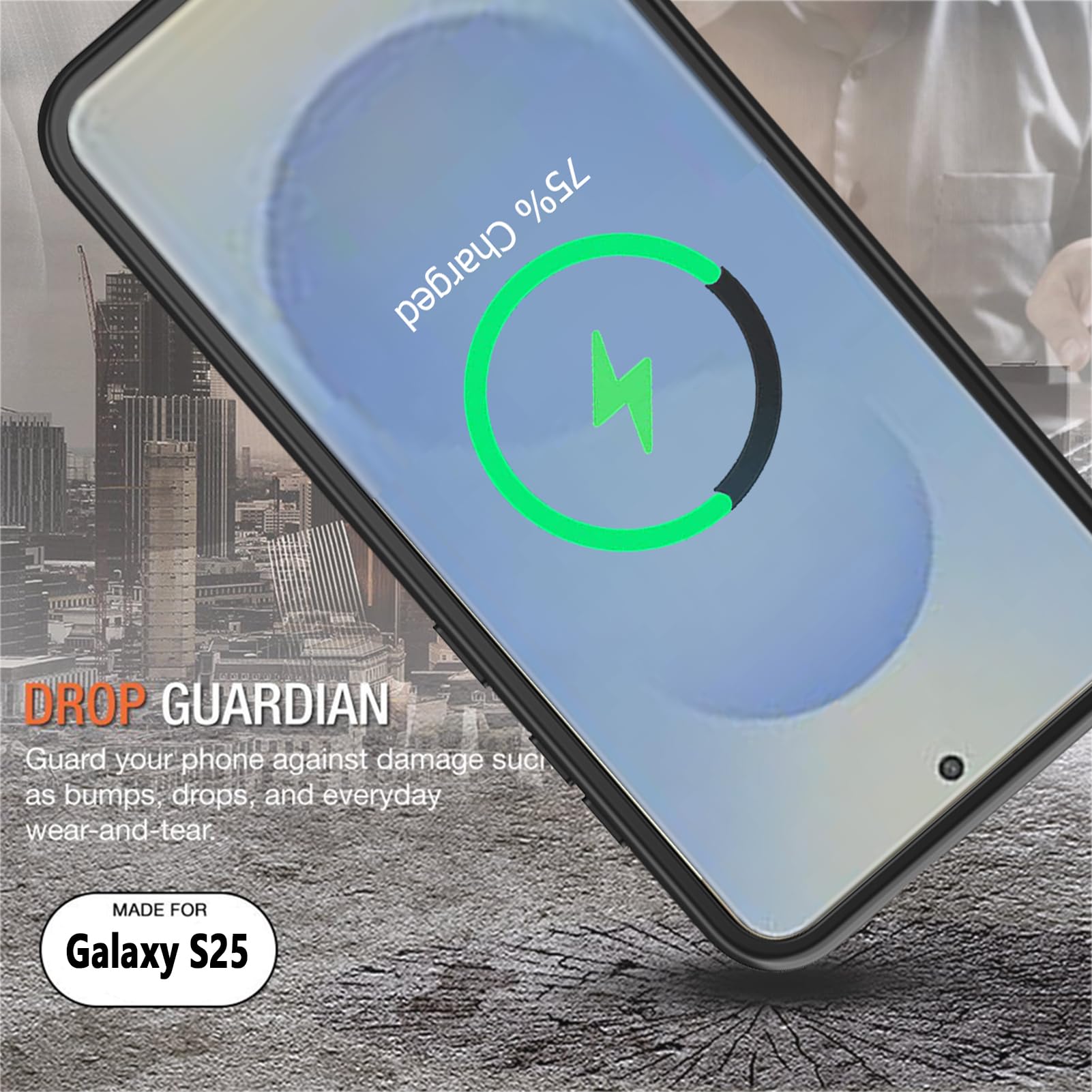 10000mAh Magnetic Cover Batteria per Samsung Galaxy S25+/S25 Plus Custodia di Ricarica Portatile Ricaricabile con e Caricatore Senza Fili Presi in Esterno Caricabatterie Portatile Custodie