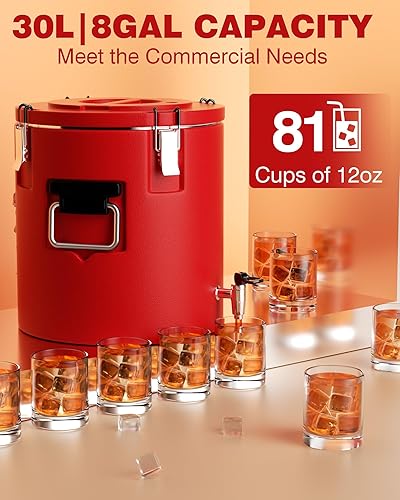 Miniatura 2 de PYY Dispensador de bebidas aislado, dispensador de bebidas calientes de 8 galones con interior de acero inoxidable 304 y boquilla, contenedor