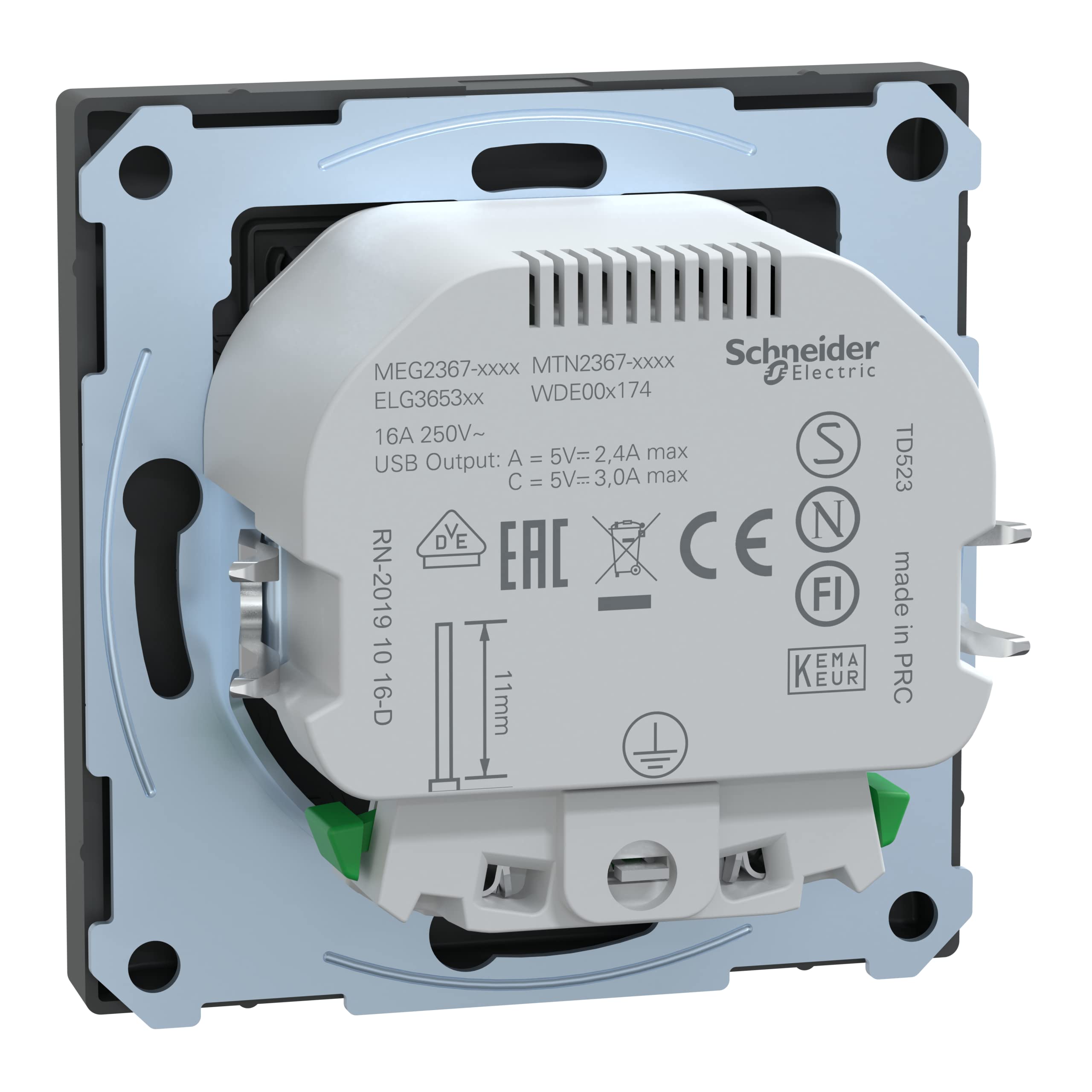 Schneider Electric Merten MEG2367-6034 - Presa con connettore USB tipo A+C, design antracite, presa Schuko USB da incasso, presa con contatto di protezione, adatta per smartphone, tablet