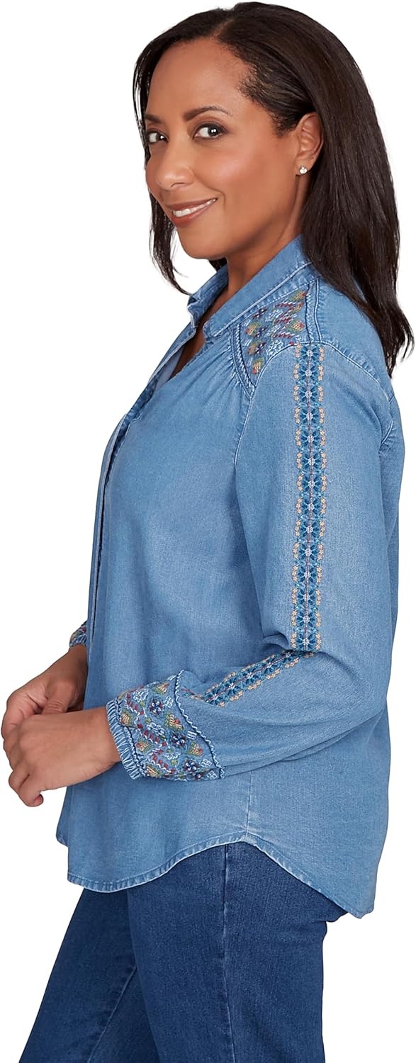 Needlepoint Embroidered Button Front Top - Image 5