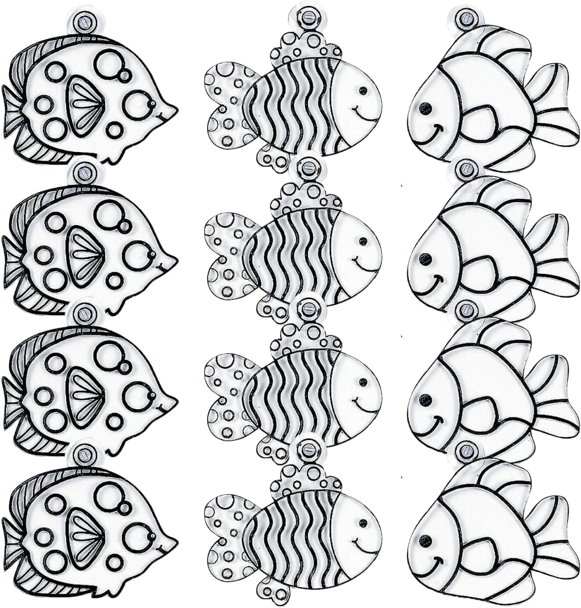 Fun Express Fish Suncatcher Kit for Kids Ages 4-8-DIY Paint Your Own Sun Catcher Craft Supplies for Indoor Window Art | Ocean Theme Painting Kits for Spring Summer VBS 2026 Christian Crafts Activities