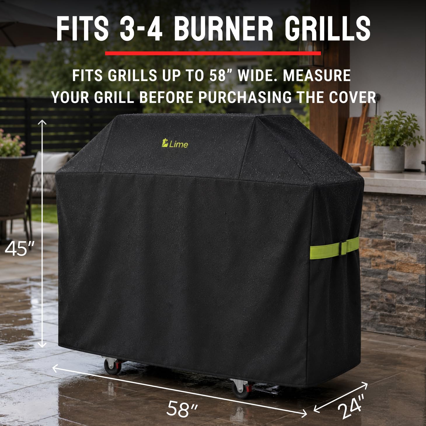 Pokrowiec na grill z limonką, 147,3 cm, wytrzymały, wodoodporny, odporny na promieniowanie UV, blaknięcie i rozdarcie, pokrowiec na grill gazowy do Weber Charbroil Genesis Nexgrill i nie tylko